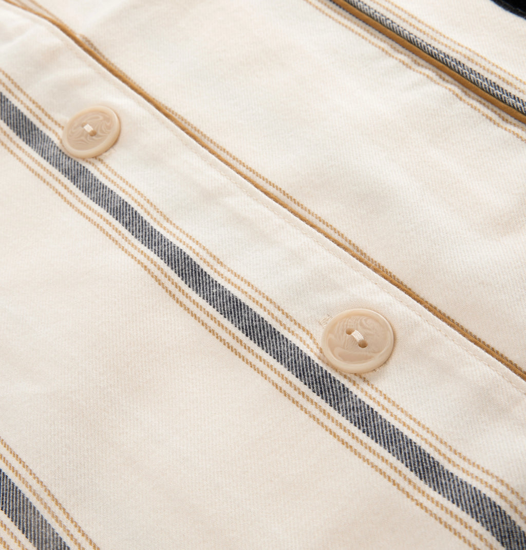 “Urban Jungle” Thickened Cotton Flannel Loungewear Set Beige and Camel Stripes