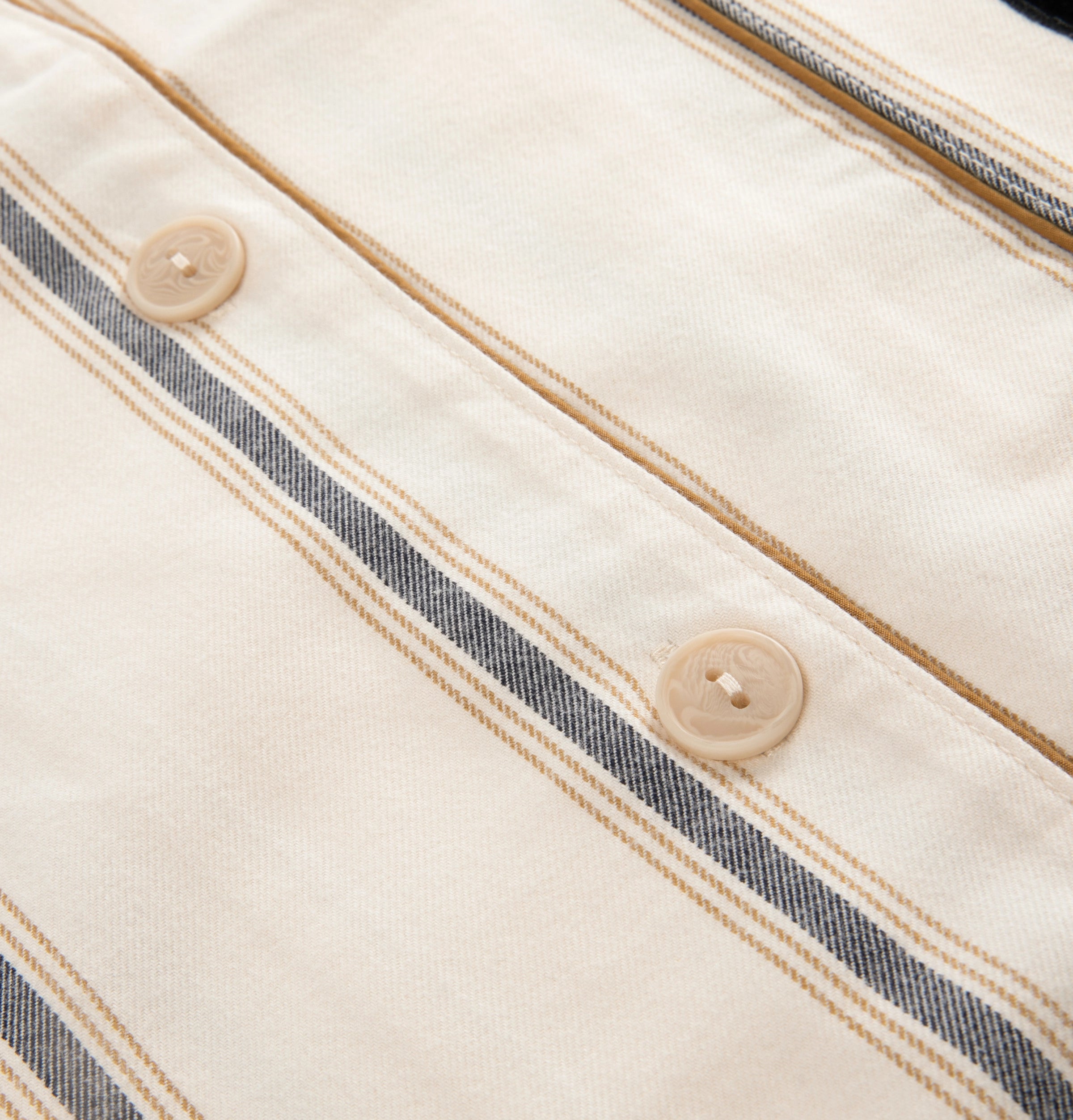 “Urban Jungle” Thickened Cotton Flannel Loungewear Set Beige and Camel Stripes