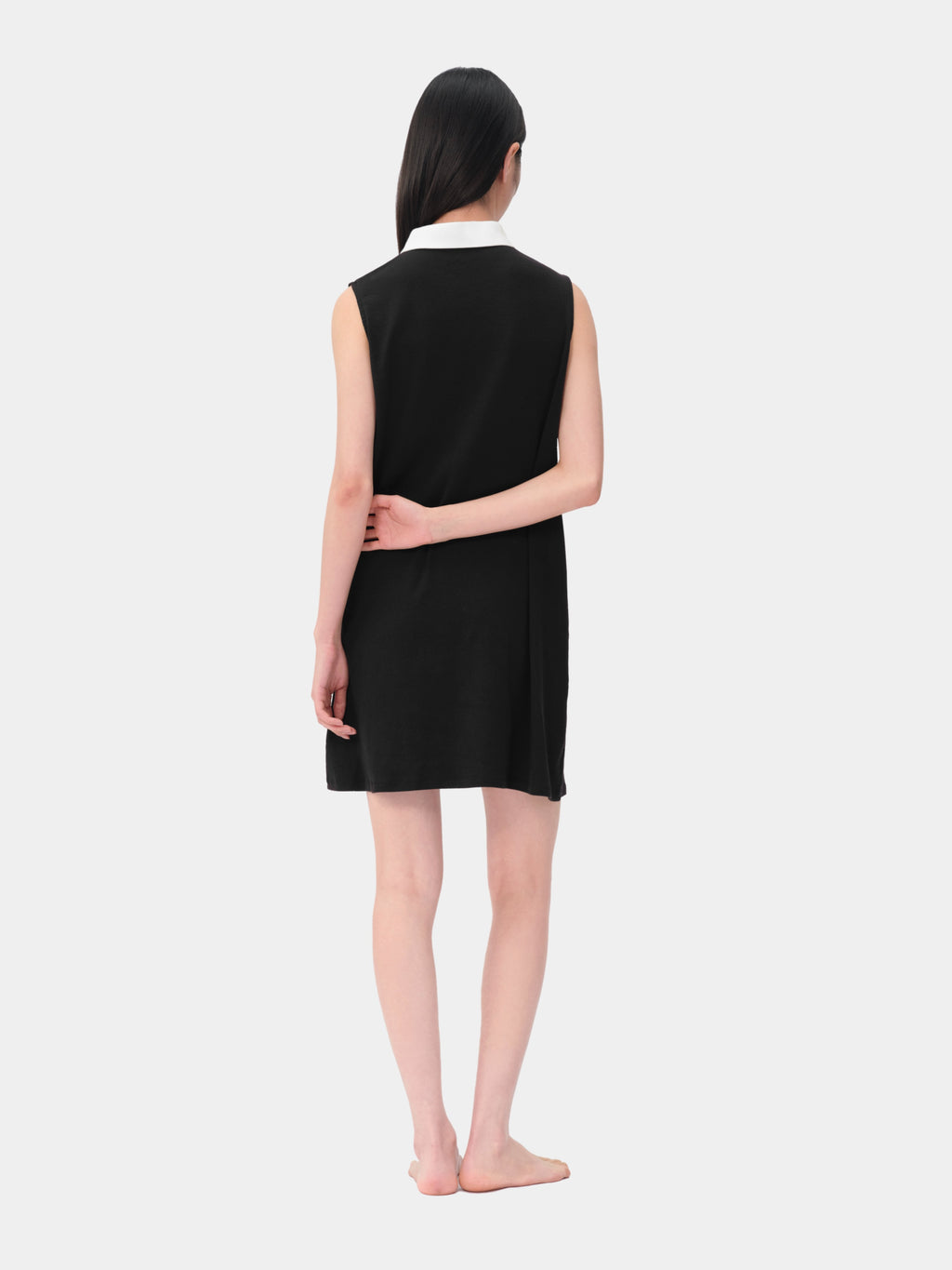 "Hello Kitty" Stretch Cotton Jersey  Polo Dress-Classic Black