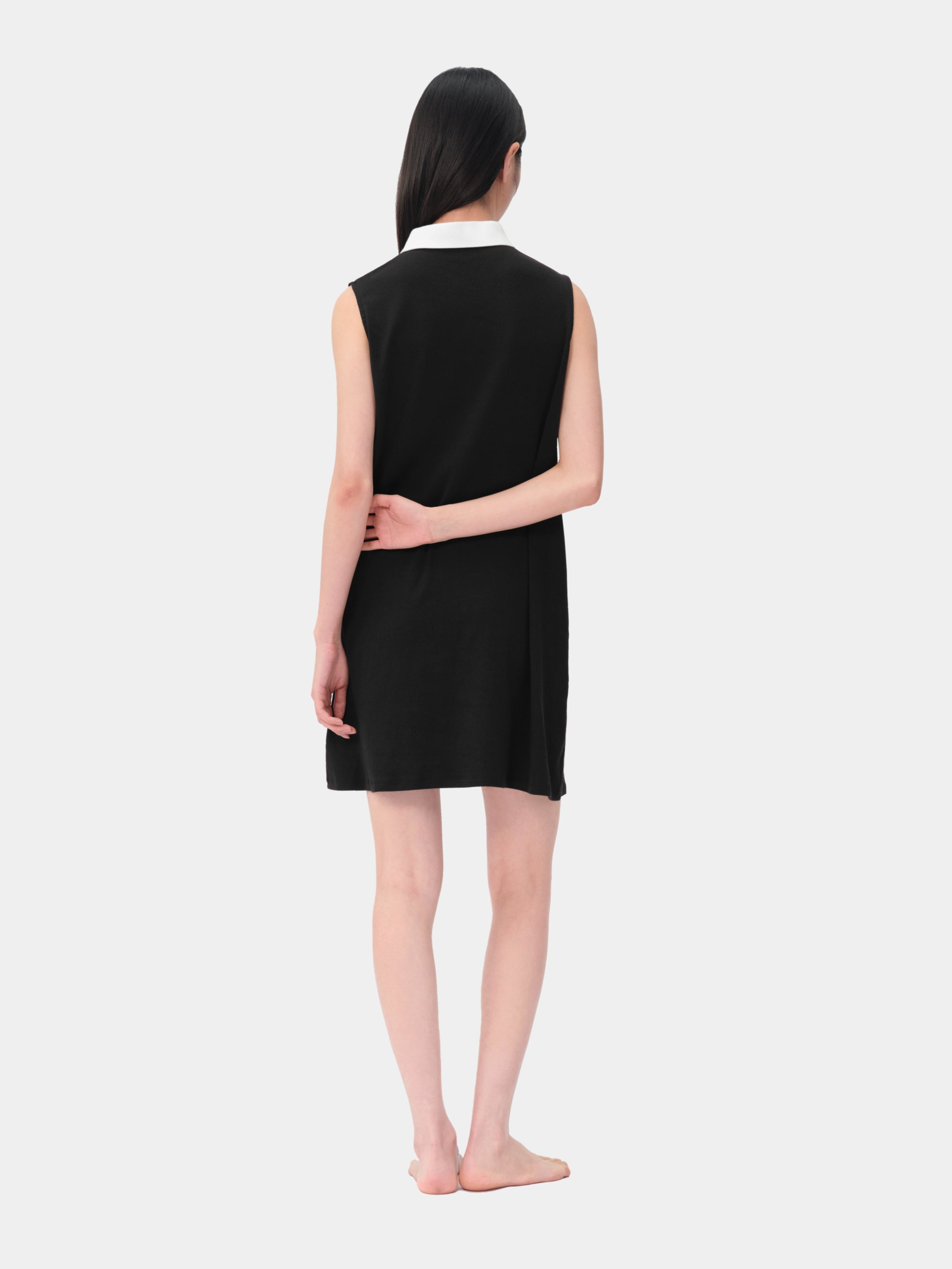 "Hello Kitty" Stretch Cotton Jersey  Polo Dress-Classic Black