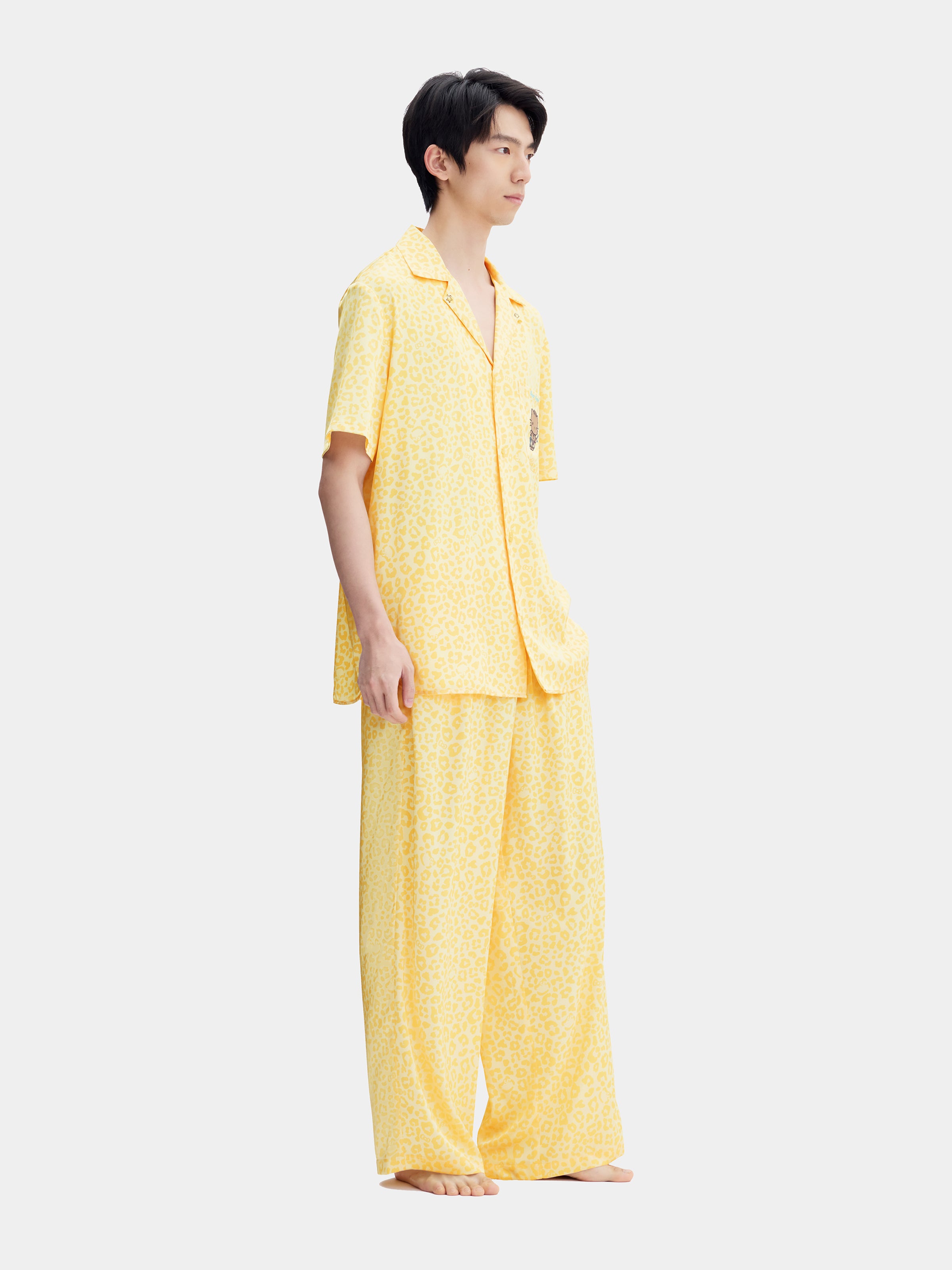 "Dear Daniel" Satin Loungewear Set Short Sleeve – Sunbeam Leopard