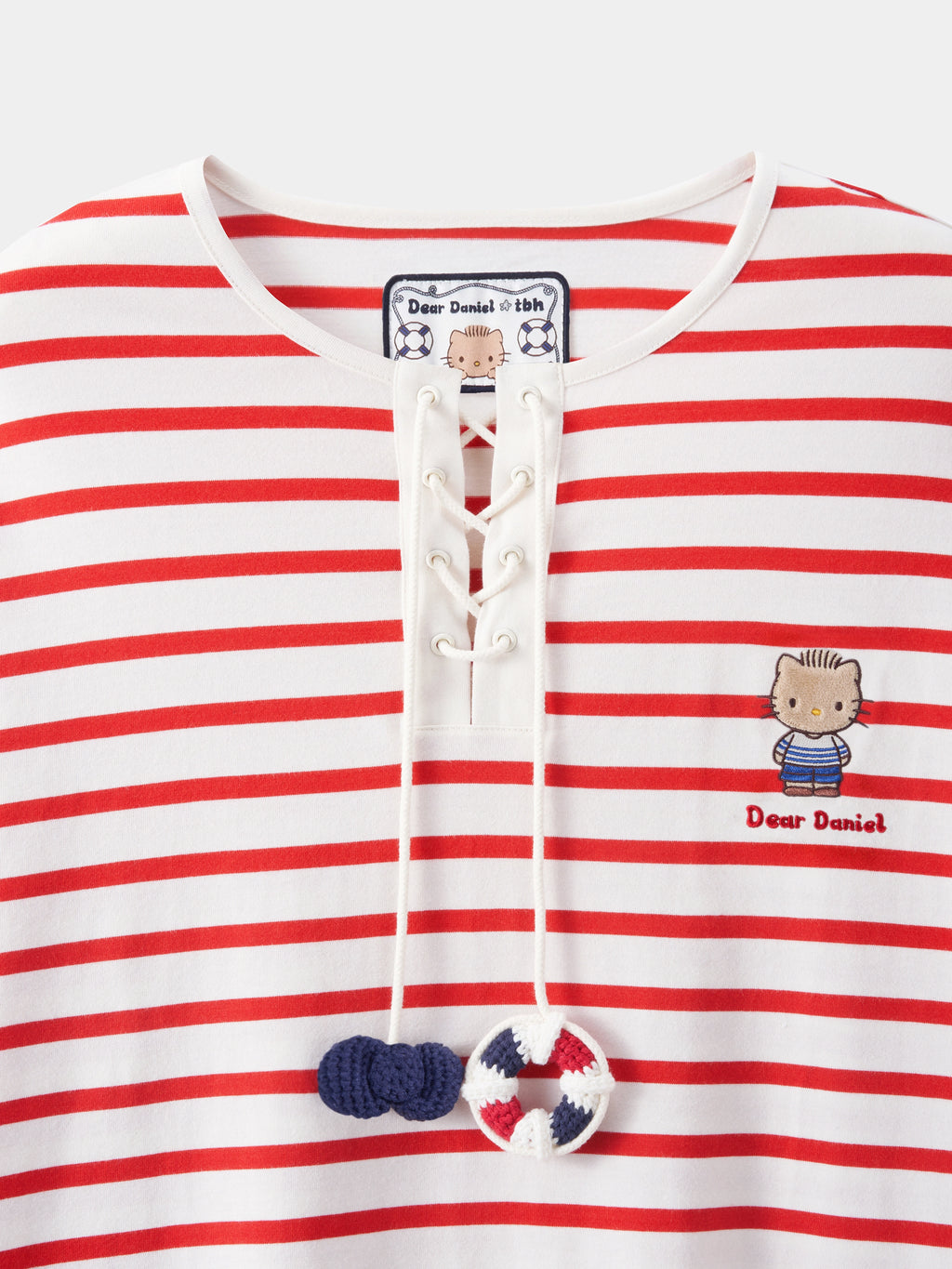 "Dear Daniel" Jersey Breton Stripe Loungewear Set Long Sleeve – Red & White