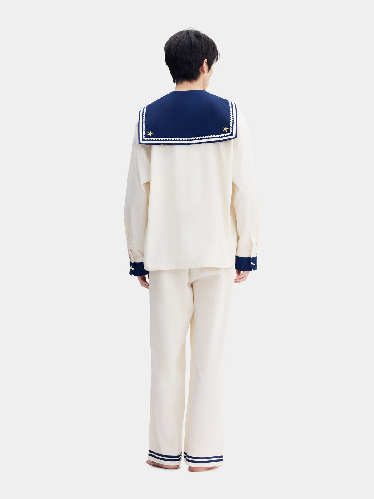 "Dear Daniel" Cotton Sailor Collar Loungewear Set Long Sleeve