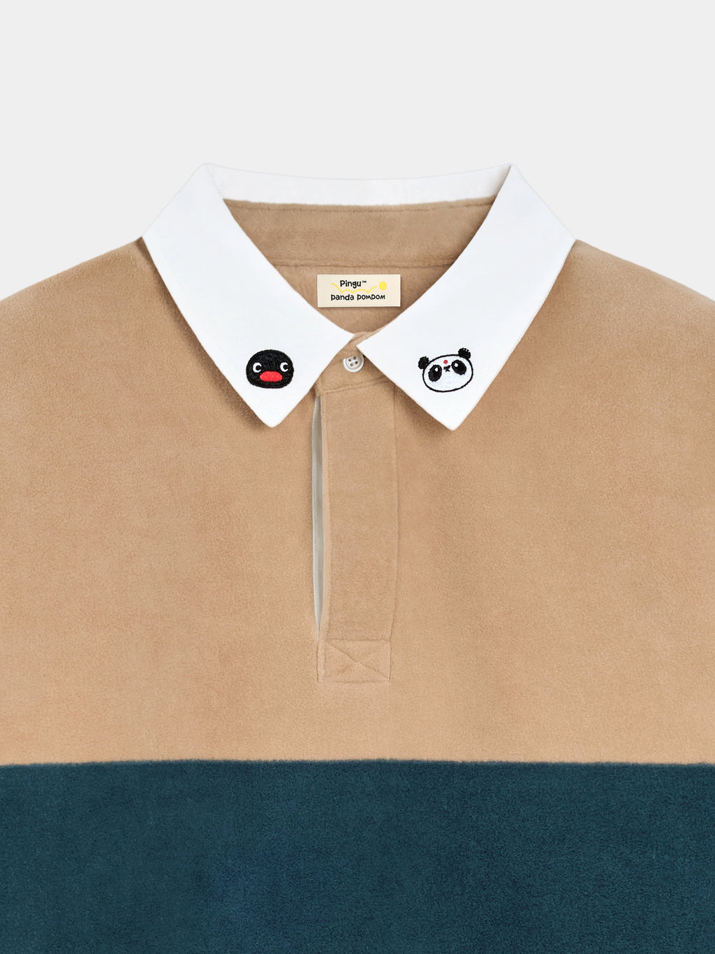 ชุดลำลองเสื้อโปโลผ้าฟลีซ PIN!POM! - แขนยาวและกางเกงขาสั้น - ลายทางสีเหลืองและน้ำตาล