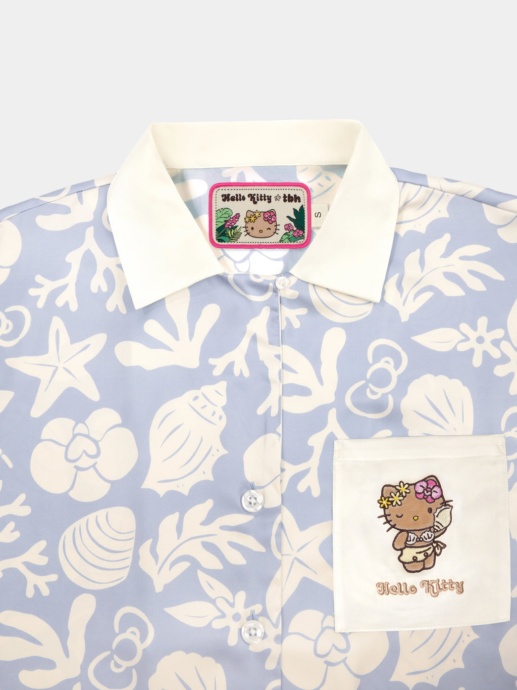 "Hello Kitty" Satin Loungewear Set Short Sleeve & Shorts – Breezy Blue