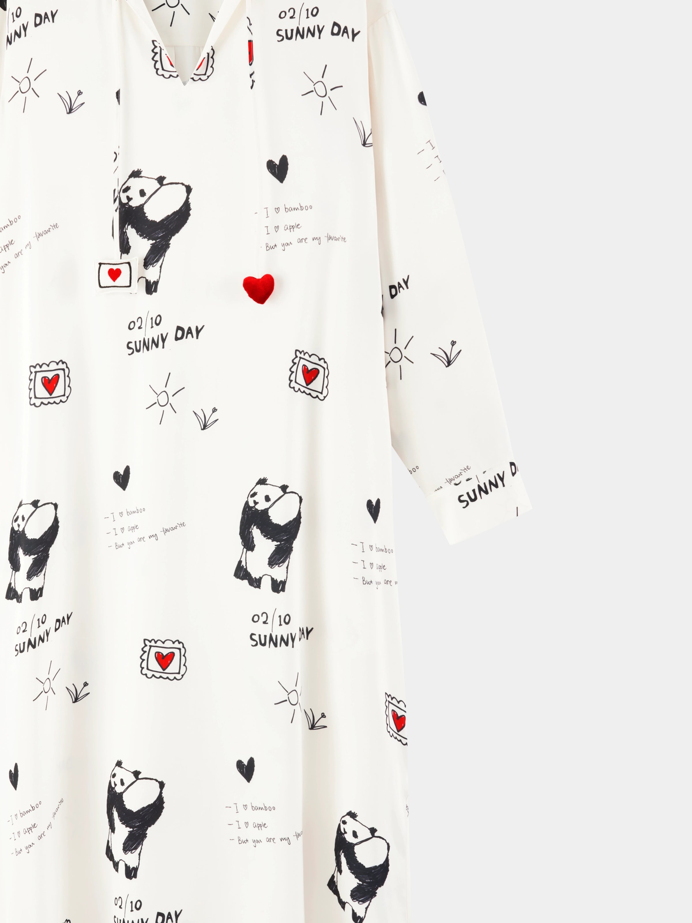 "Panda PomPom" Satin Nightgown Flipped