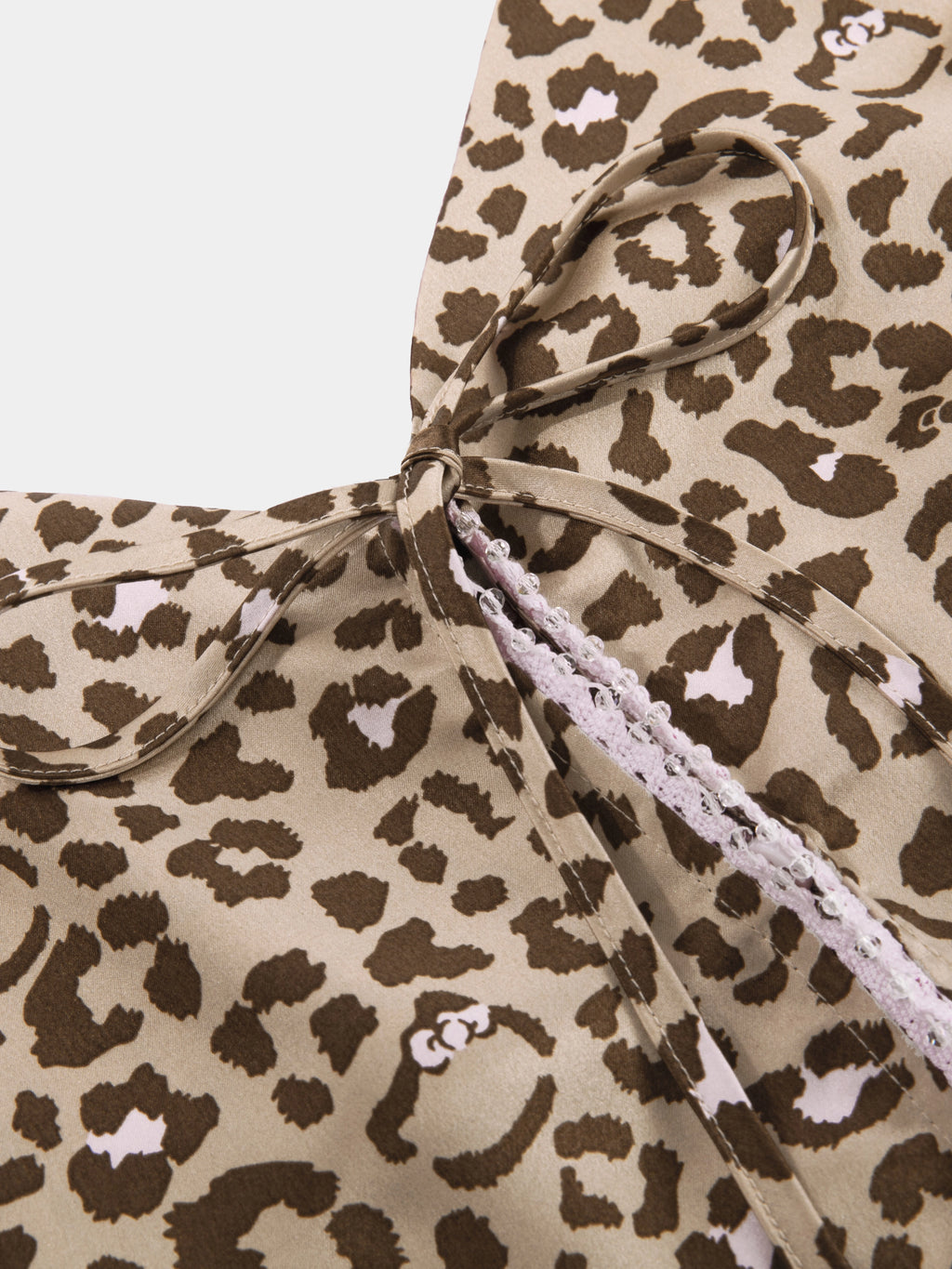 "Hello Kitty" Premium Heavy Mulberry Silk Strap Top & Shorts Pajama Set – Leopard