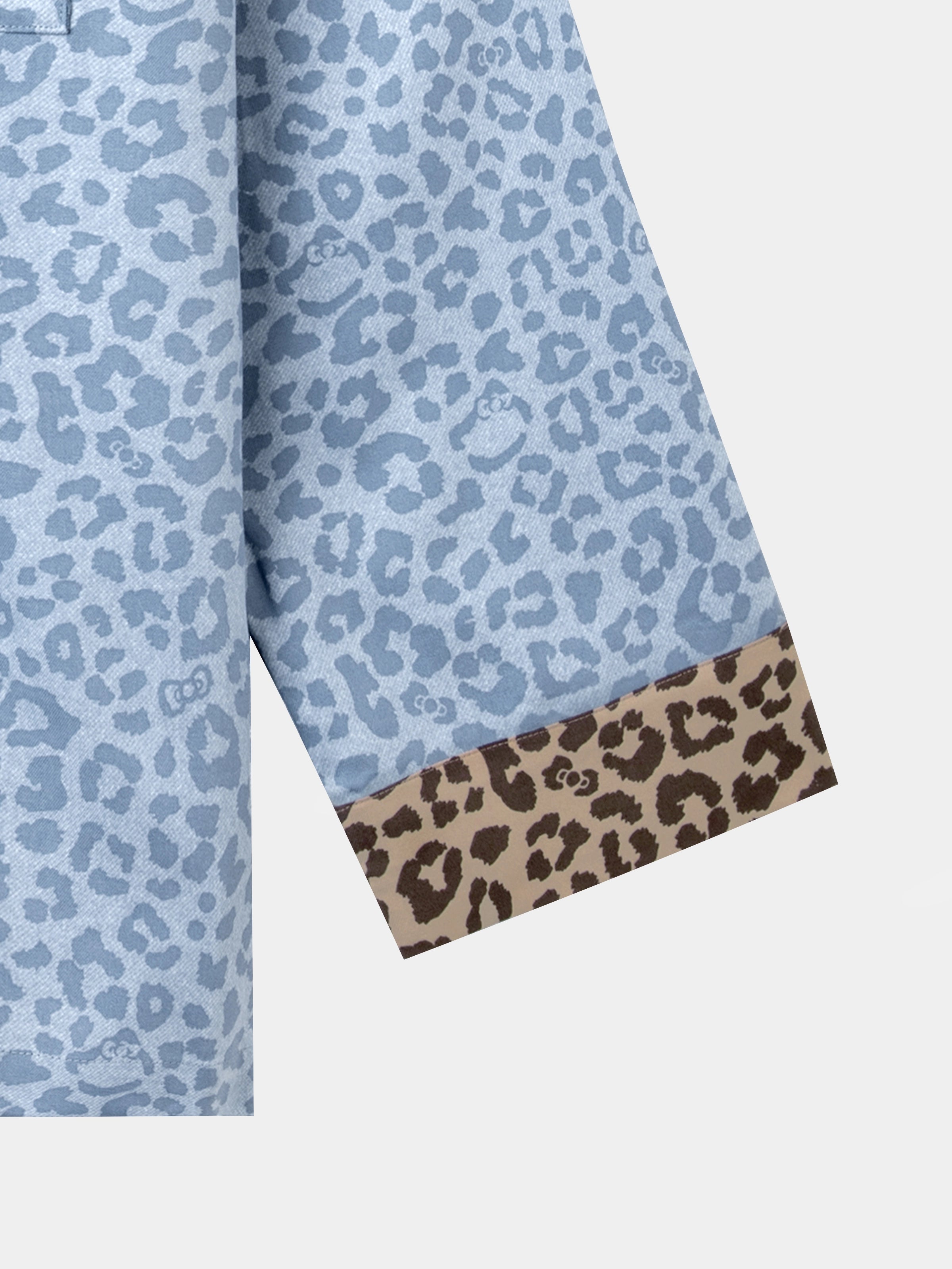 "Hello Kitty" Tencel Cotton Blend Loungewear Set – Denim Leopard