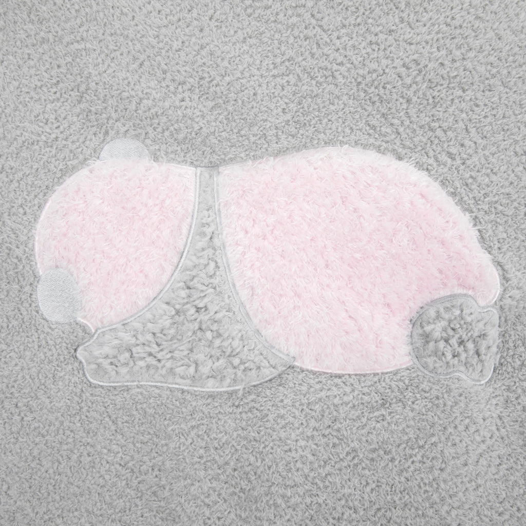 "Panda PomPom" Polar Fleece Oversize Loungewear Set – Gray