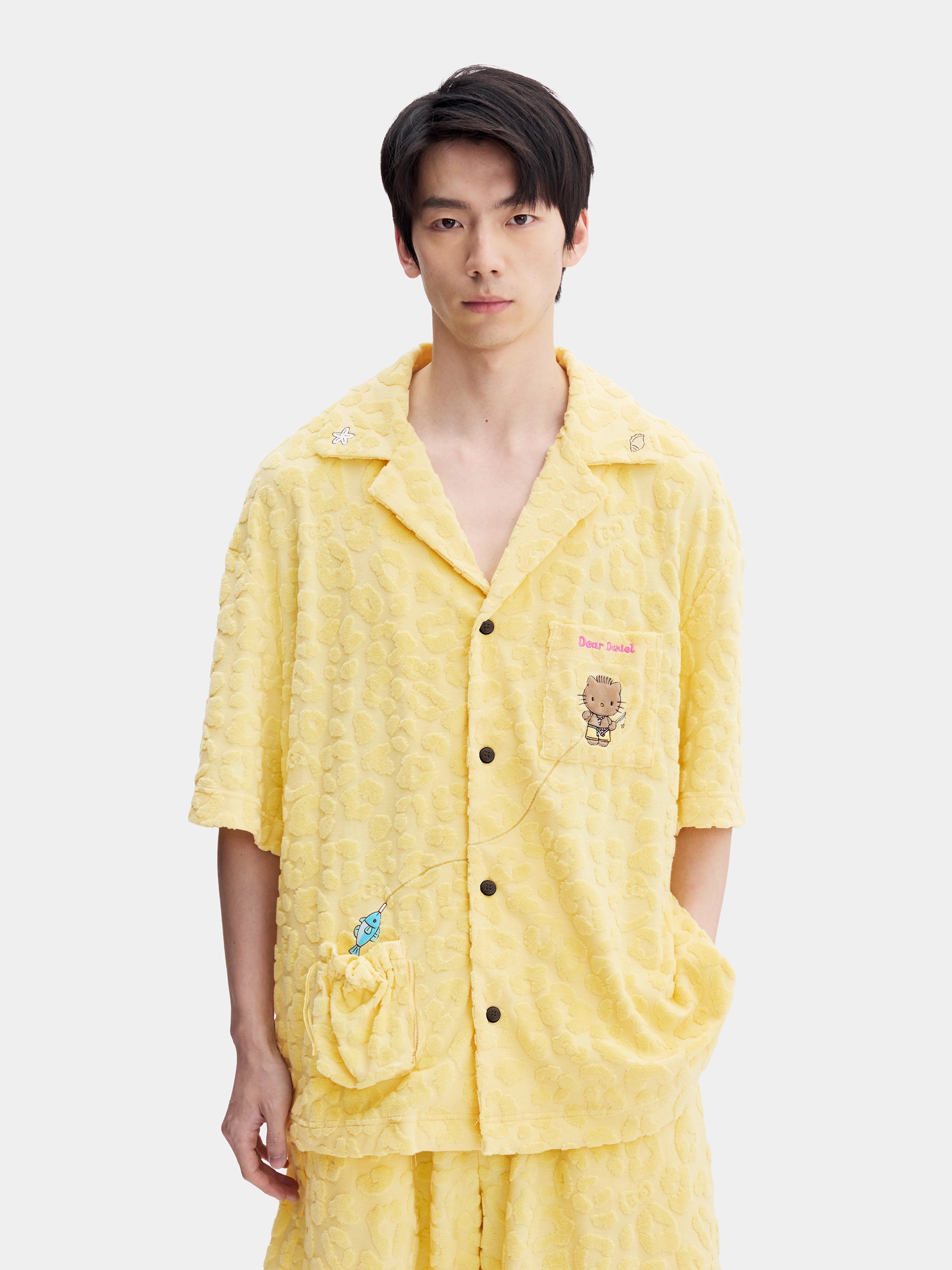 "Dear Daniel" Terry Loungewear Set Short Sleeve & Shorts – Sunbeam Leopard