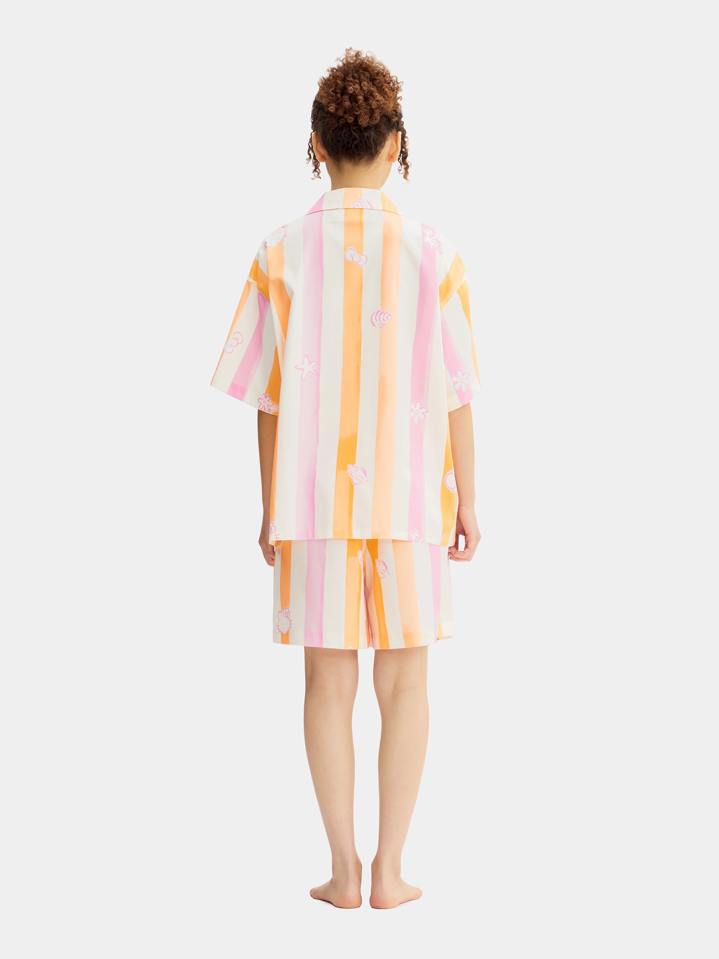 "Hello Kitty" Tencel Cotton Blend Loungewear Set Short Sleeve & Shorts – Coral Pink