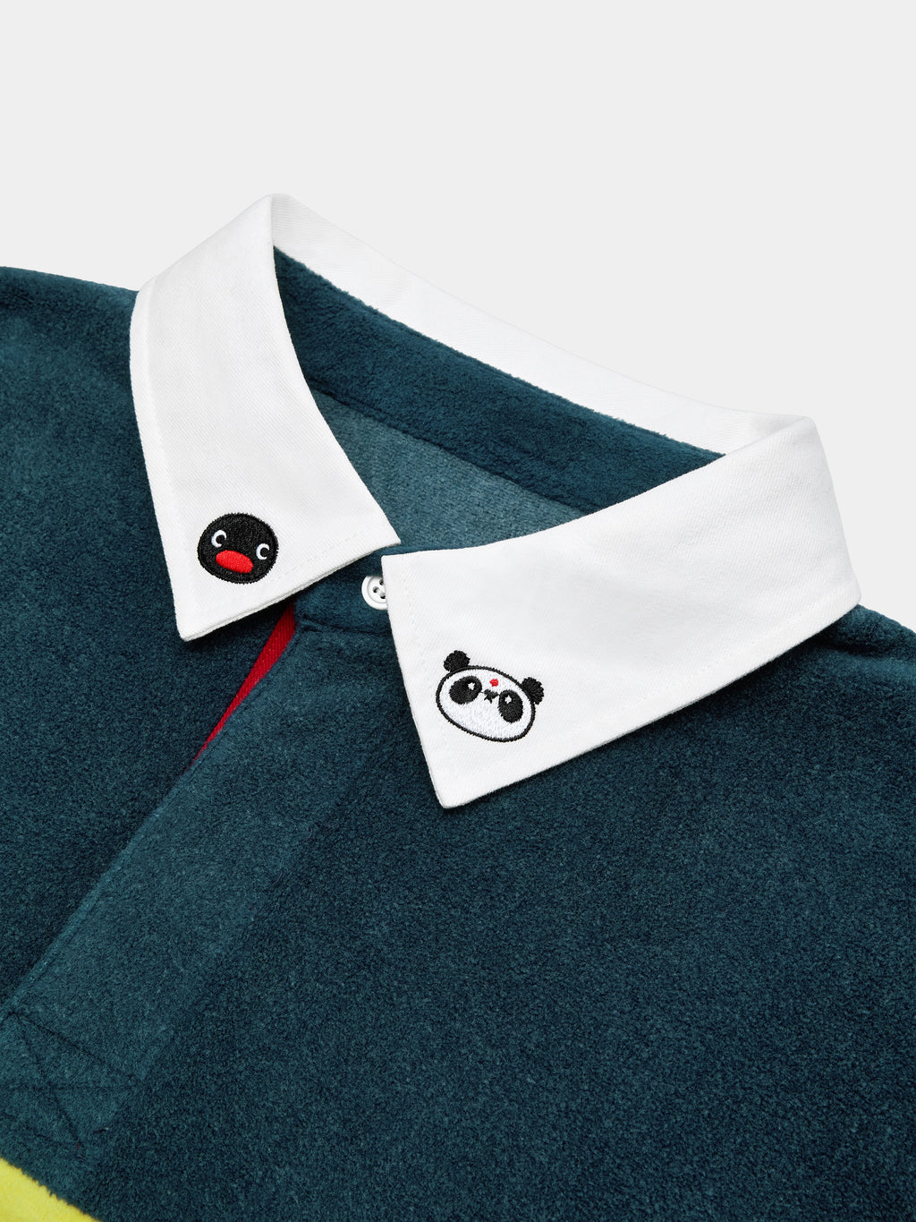 ชุดลำลองเสื้อโปโลผ้าฟลีซ PIN!POM! - แขนยาว - ลายทางสีเหลืองและเขียว