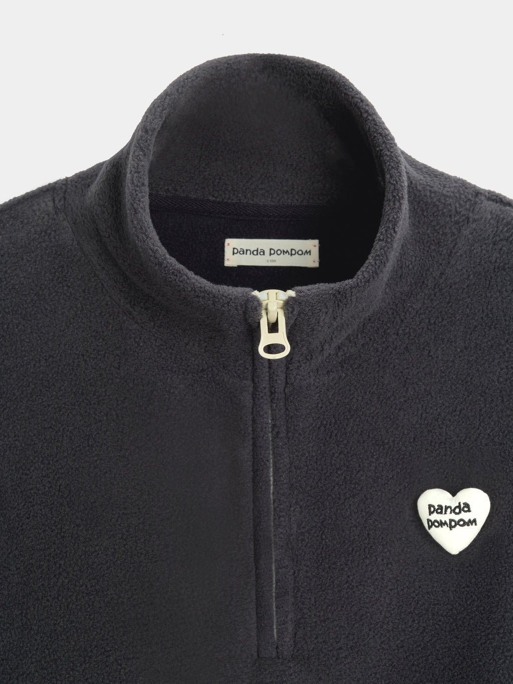 "panda pompom" Polar Fleece Pullover Loungewear Set Long Sleeve – Ink Black