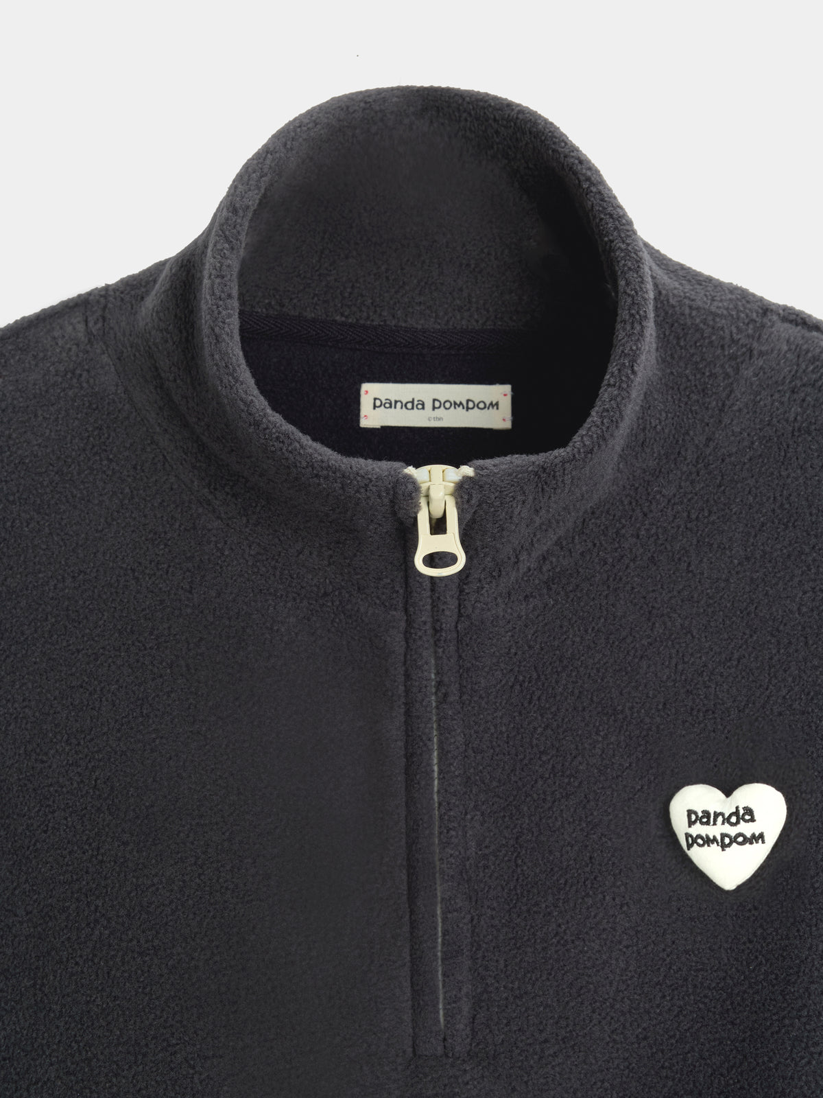"panda pompom" Polar Fleece Pullover Loungewear Set Long Sleeve – Ink Black