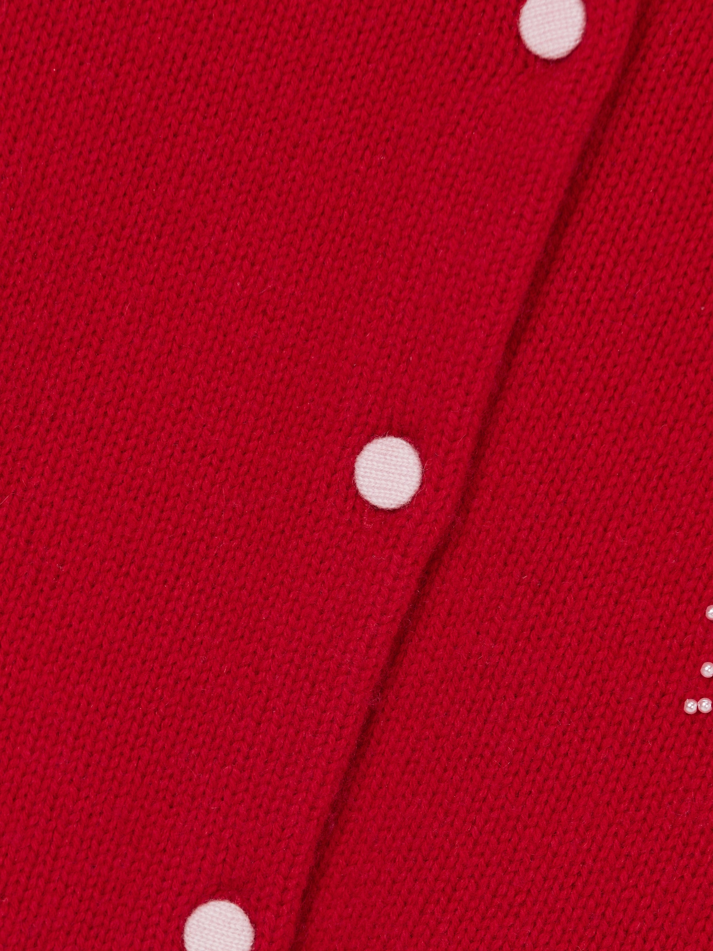 "Hello Kitty" Wool Cashmere Blend Cardigan – Red