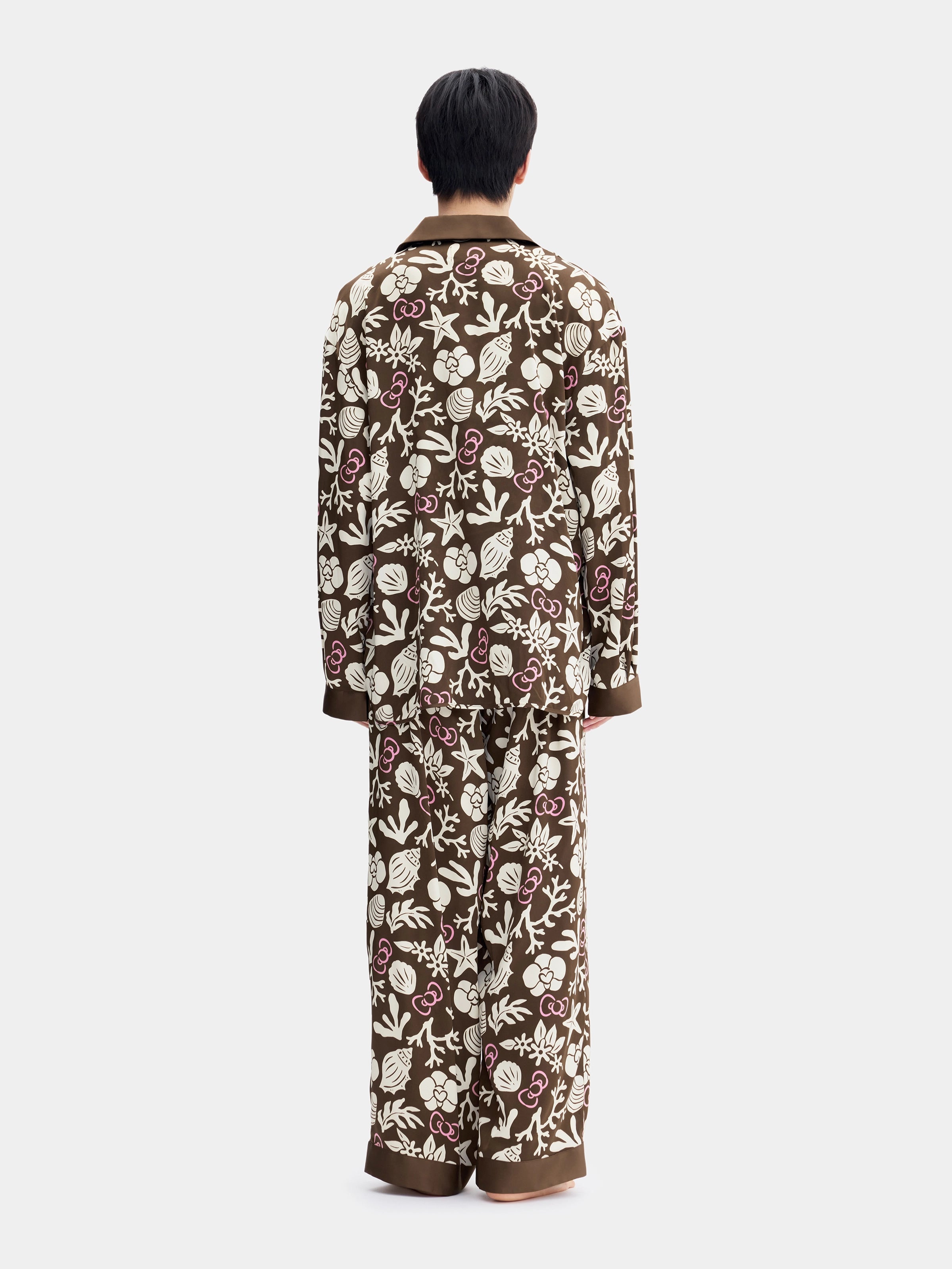 "Dear Daniel" Satin Loungewear Set Long Sleeve – Coconut Brown