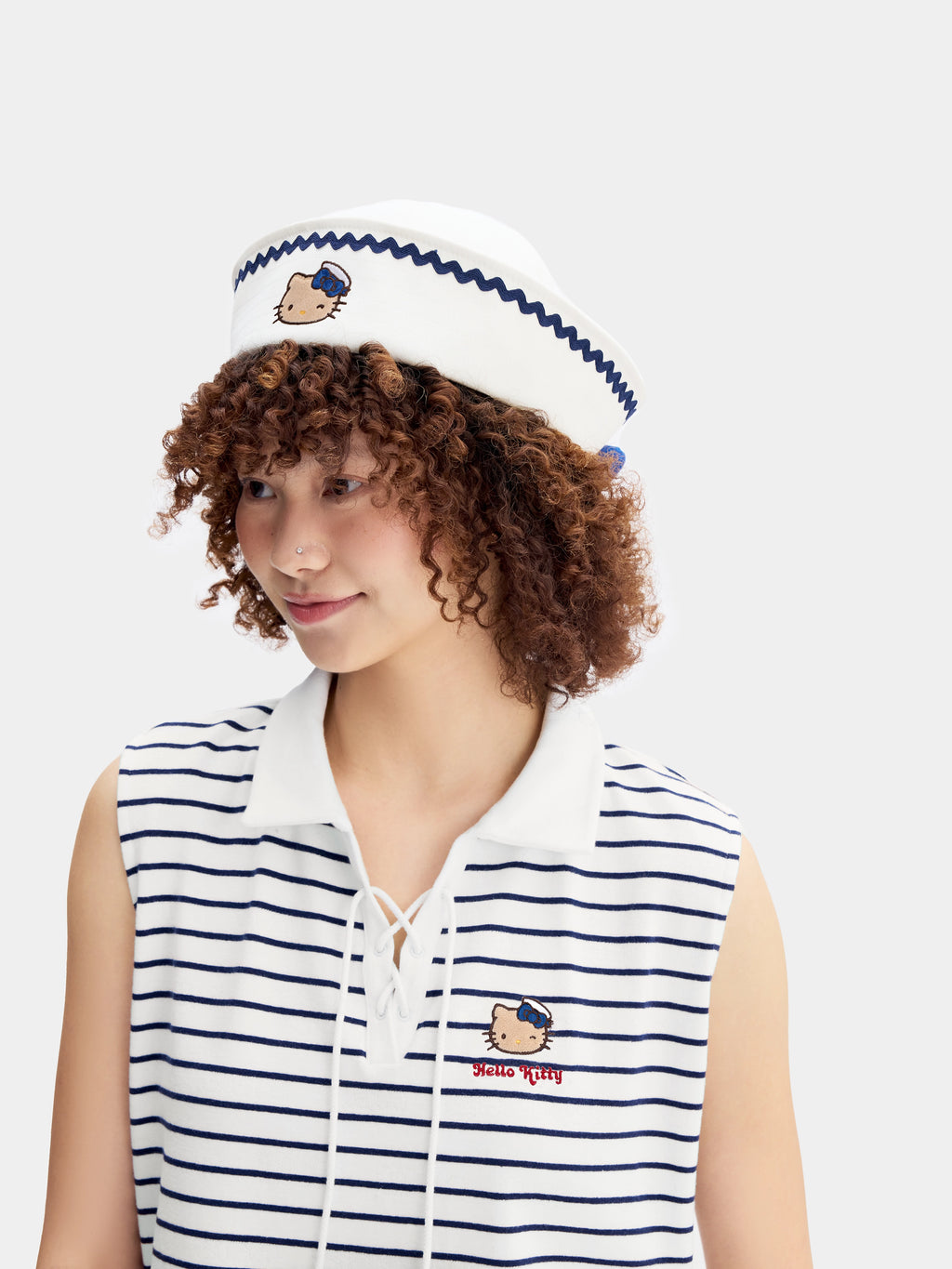 "Hello Kitty" Convertible Sailor Hat – Seashell White