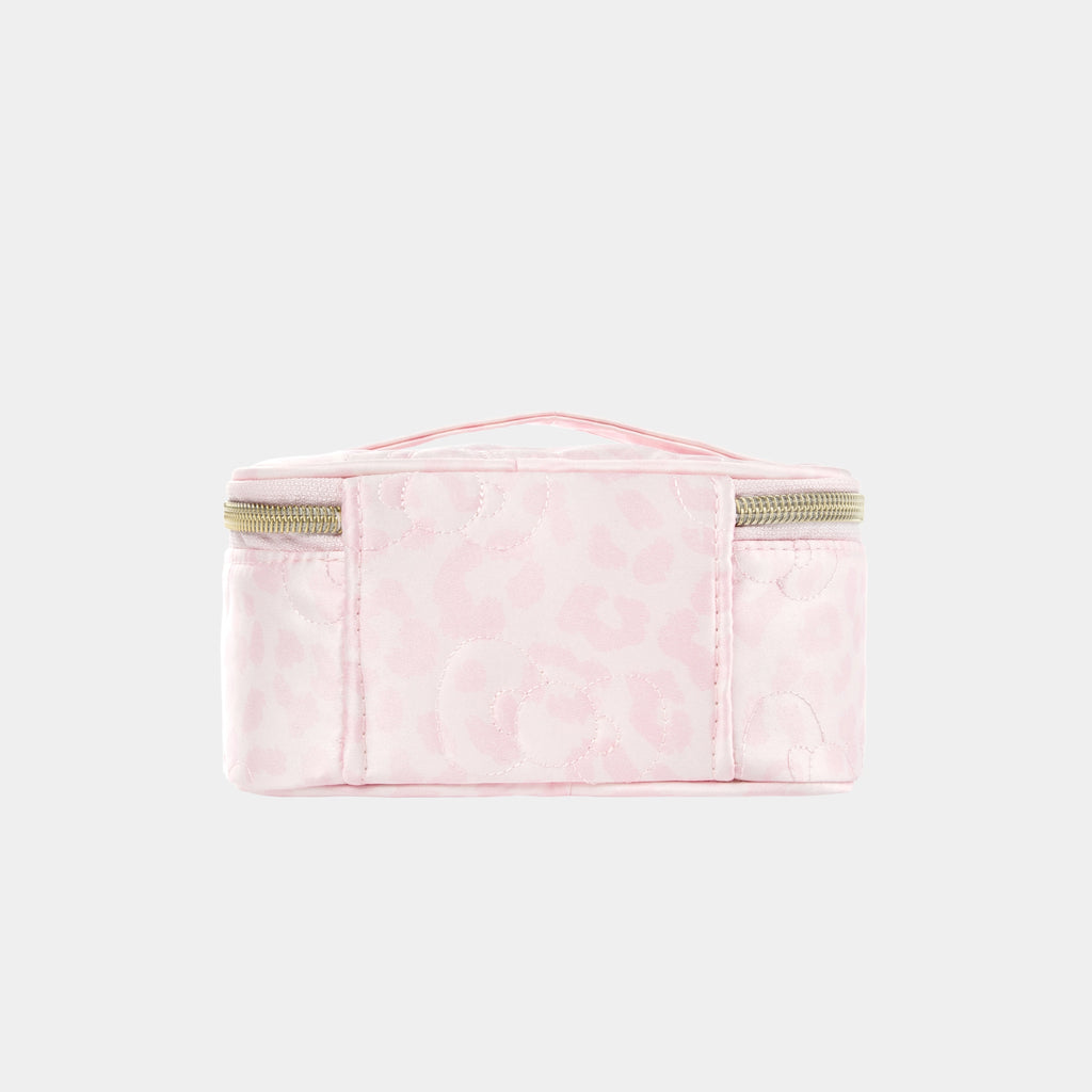 "Hello Kitty" Small Hello Kitty Quilted Travel Cosmetic Bag – Pink Leopard