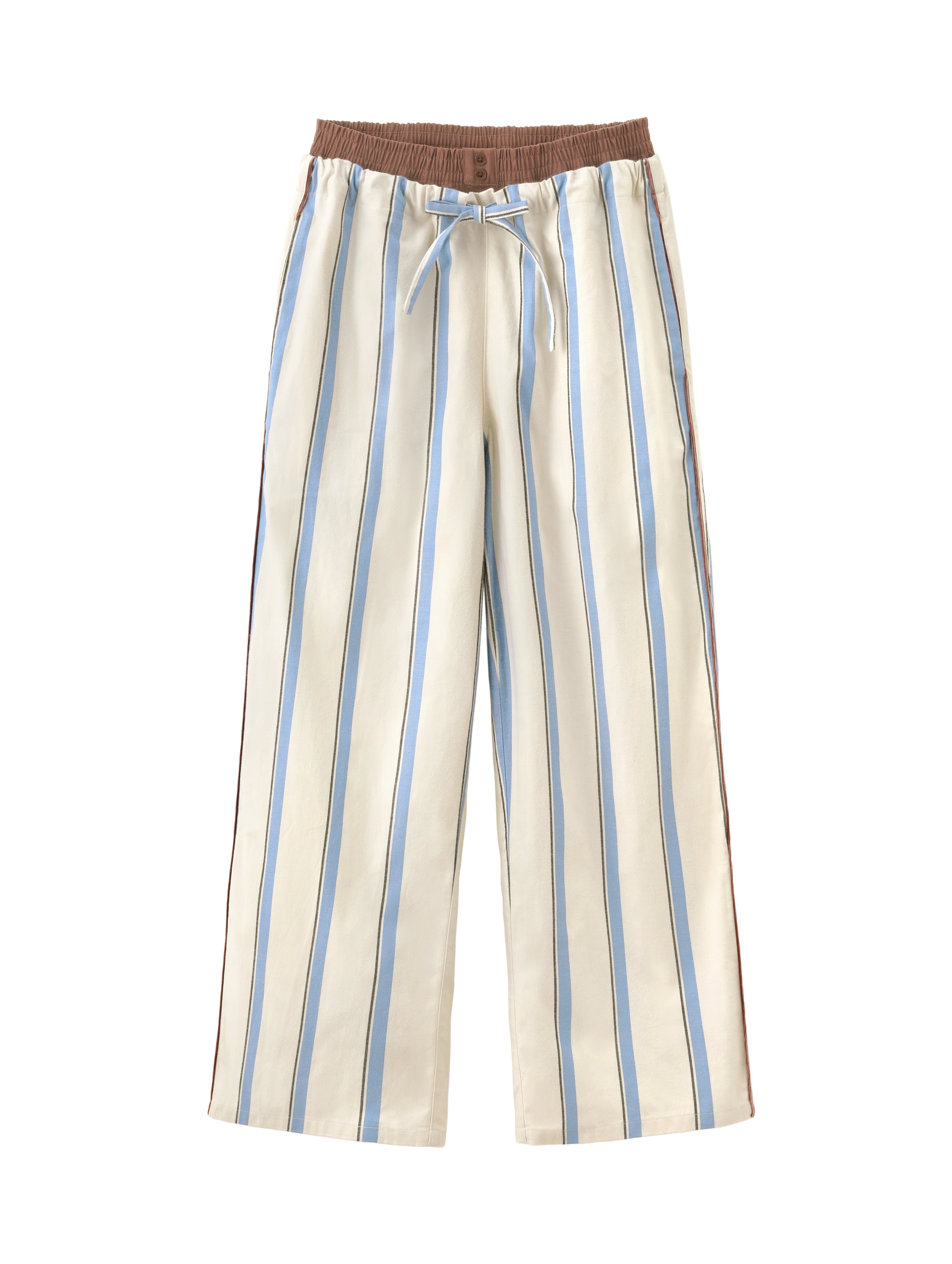 “Urban Jungle” Thickened Cotton Flannel Loungewear Set Blue and White Stripes