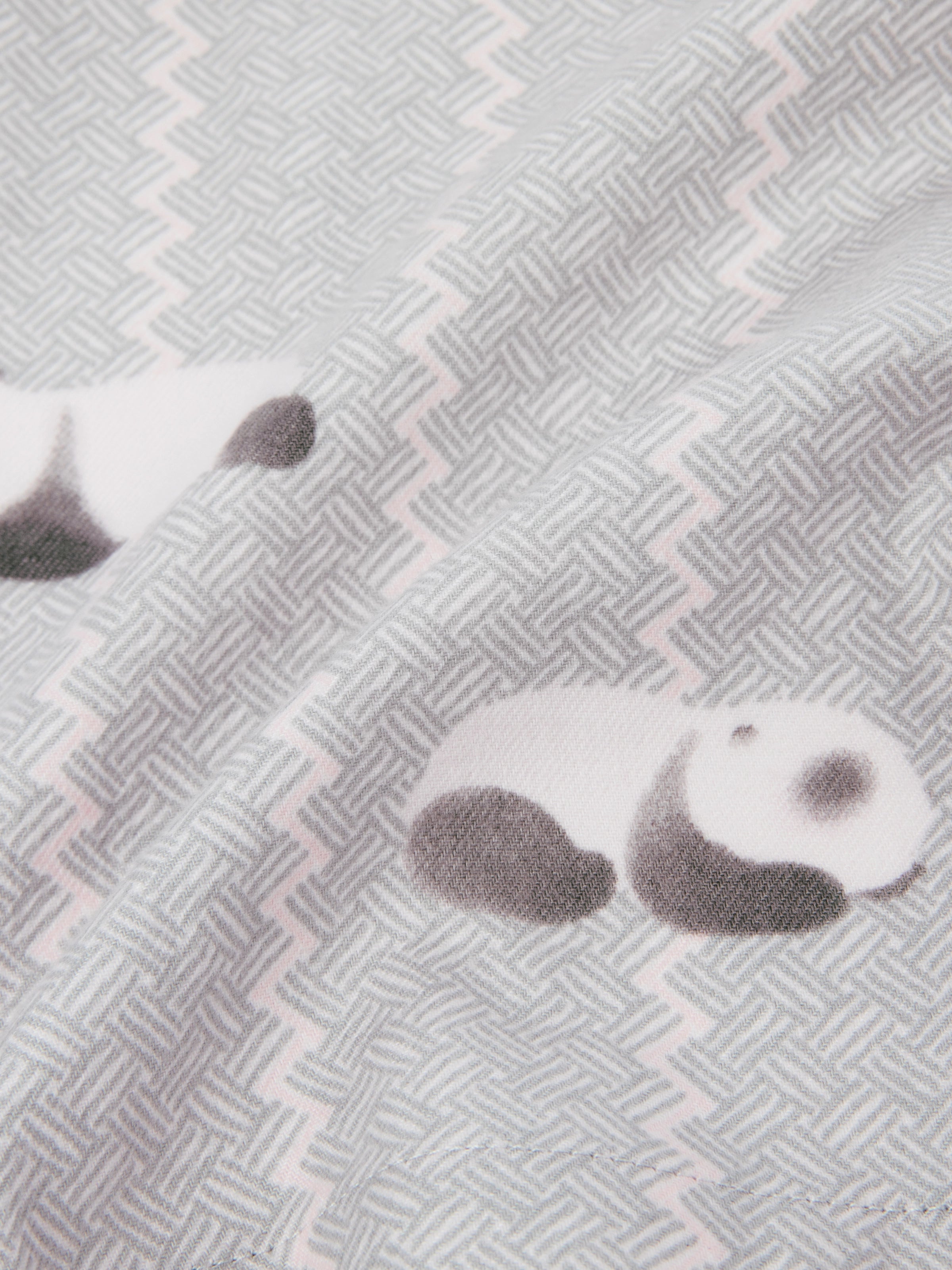 "Panda PomPom" Thickened Cotton Flannel Loungewear Set Gray