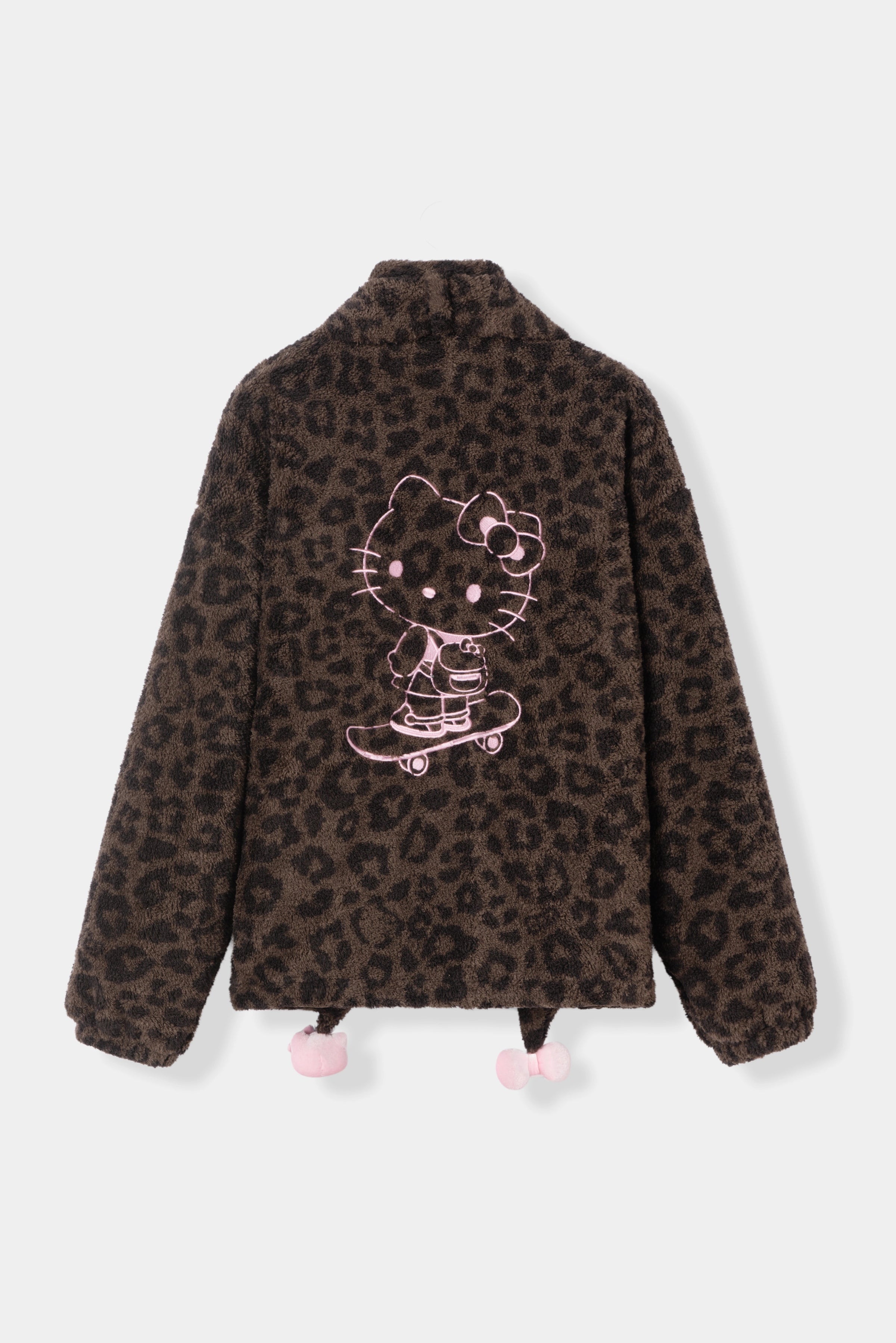 "Hello Kitty" Polar Fleece Standing Collar Loungewear Top Choco