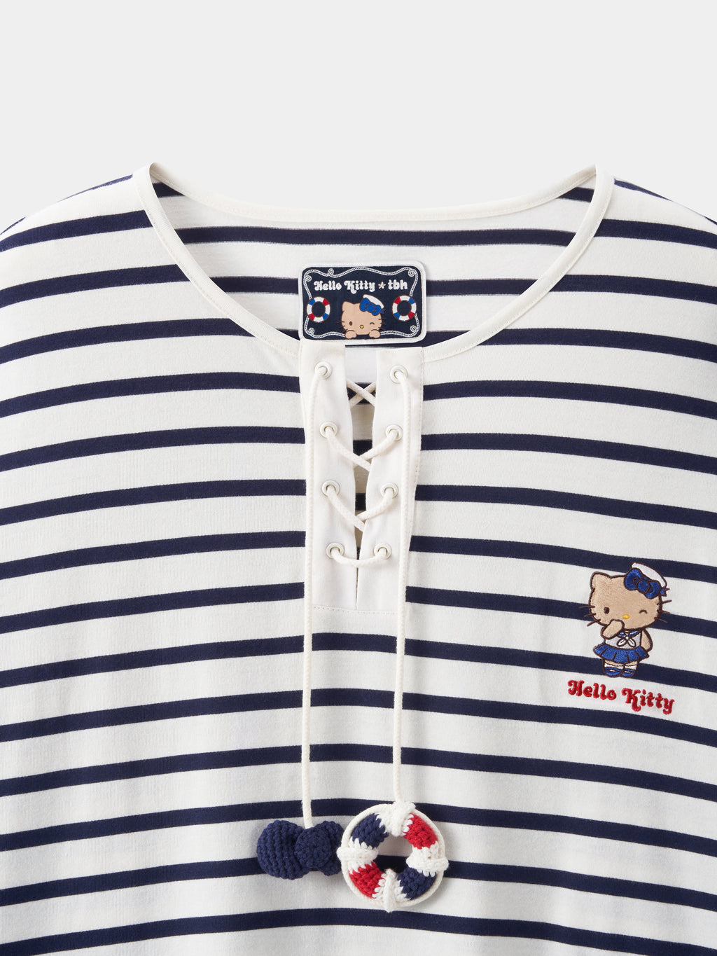 "Hello Kitty" Jersey Breton Stripe Loungewear Set Long Sleeve – Blue & White