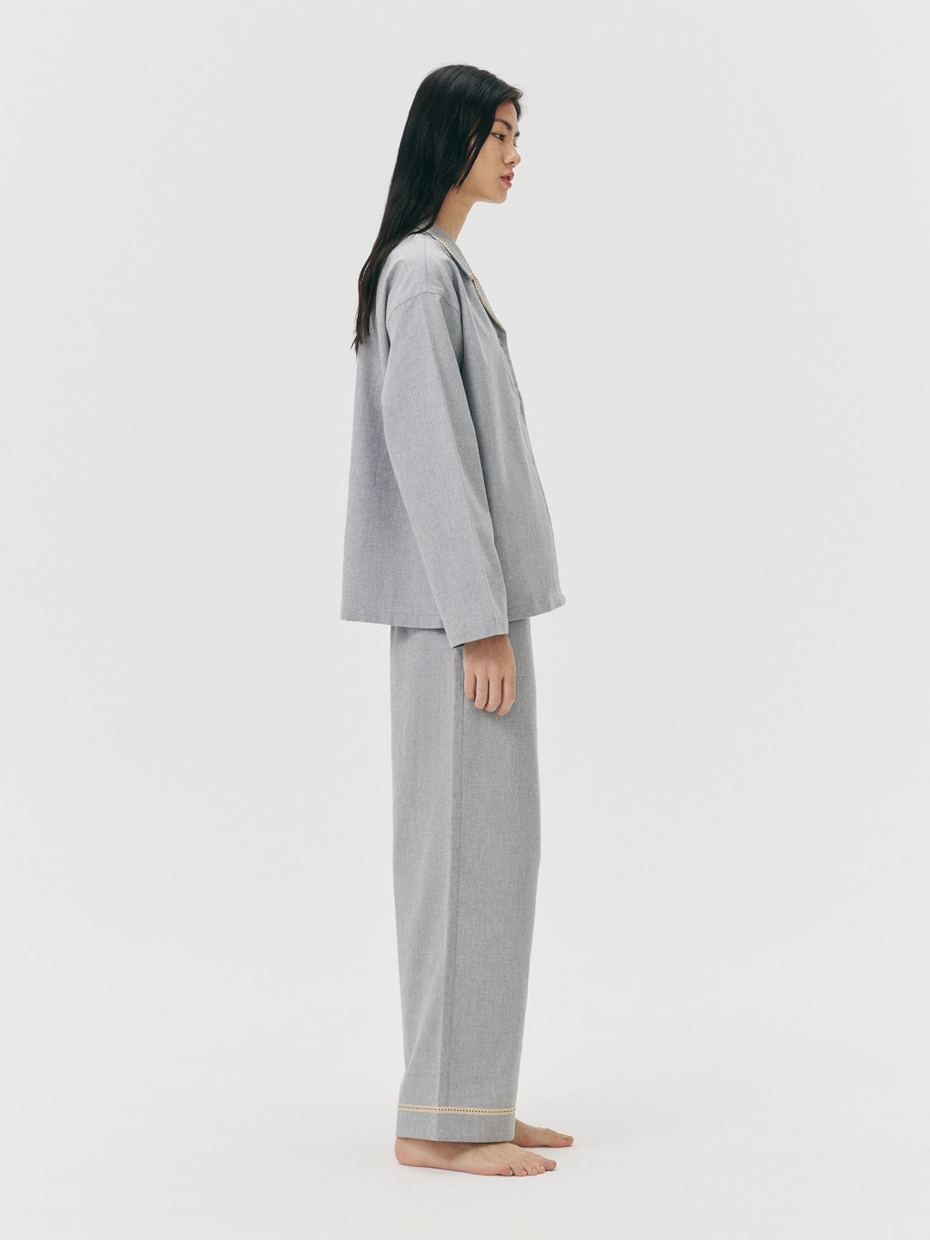 "Frame" Australian Wool-Cotton Loungewear Set – Heather Grey