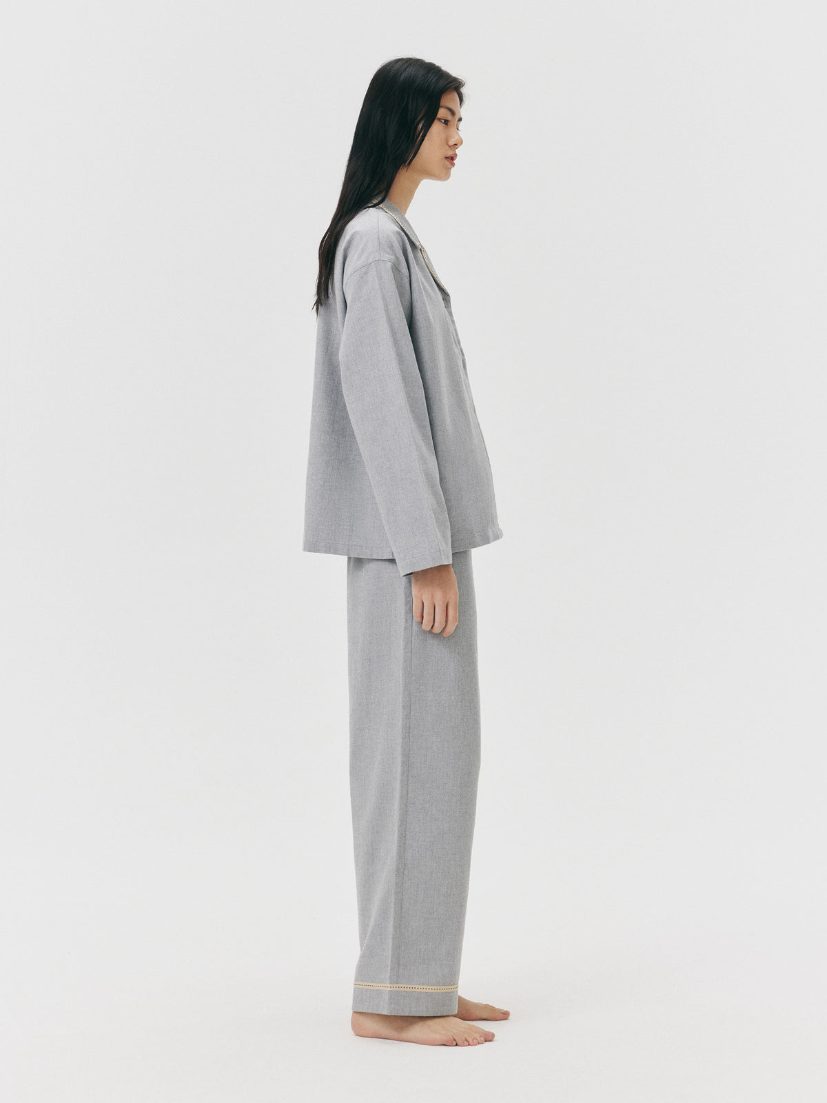 "Frame" Australian Wool-Cotton Loungewear Set – Heather Grey