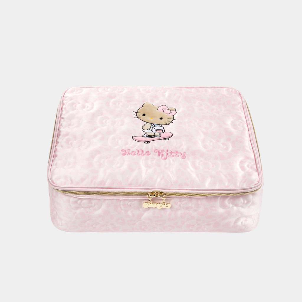 "Hello Kitty" Large Quilted Travel Storage Bag – Pink Leopard