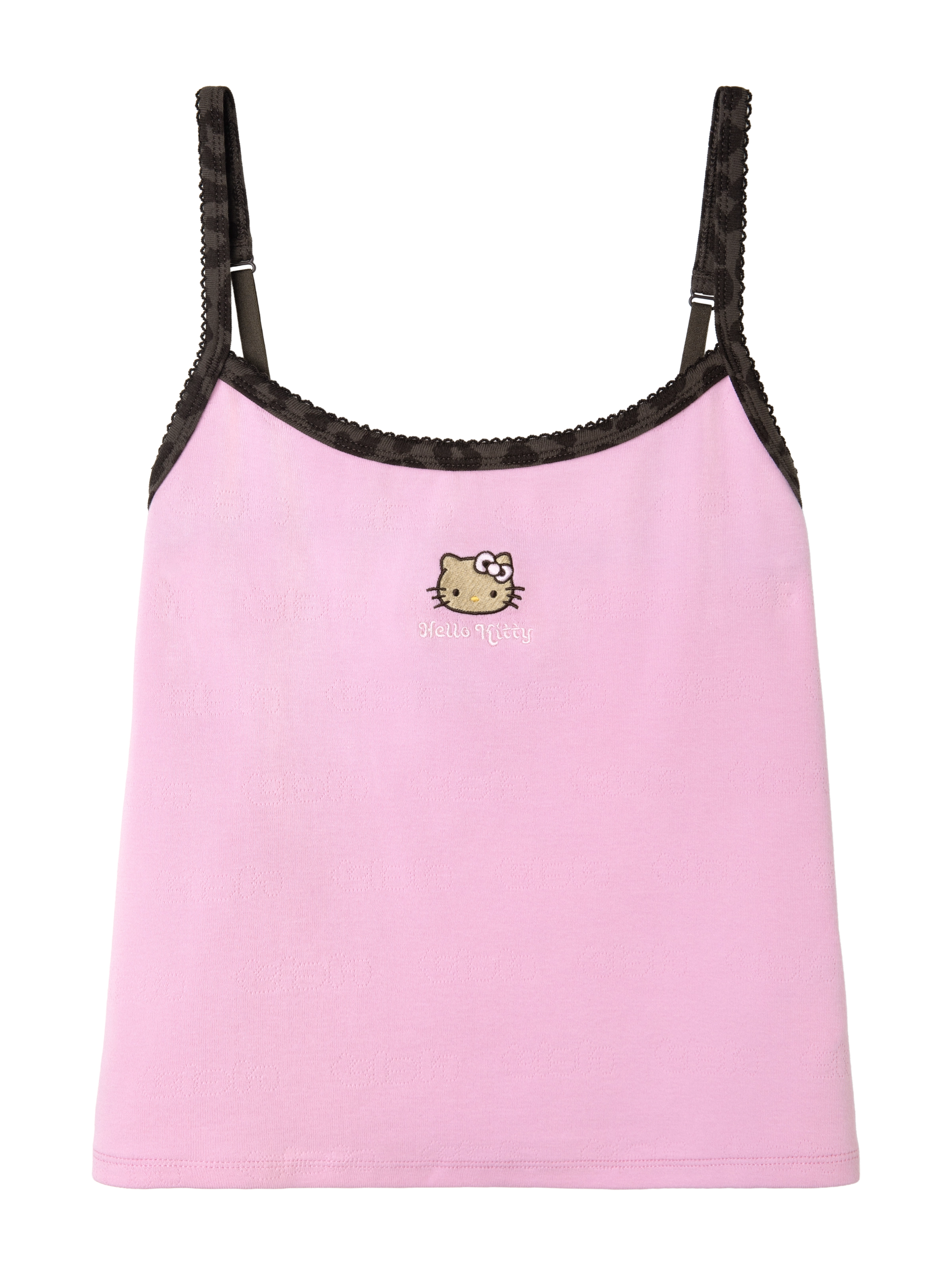 "Hello Kitty" Jersey Rib Jacquard Spaghetti Strap Top & Shorts Pajama Set – Raspberry