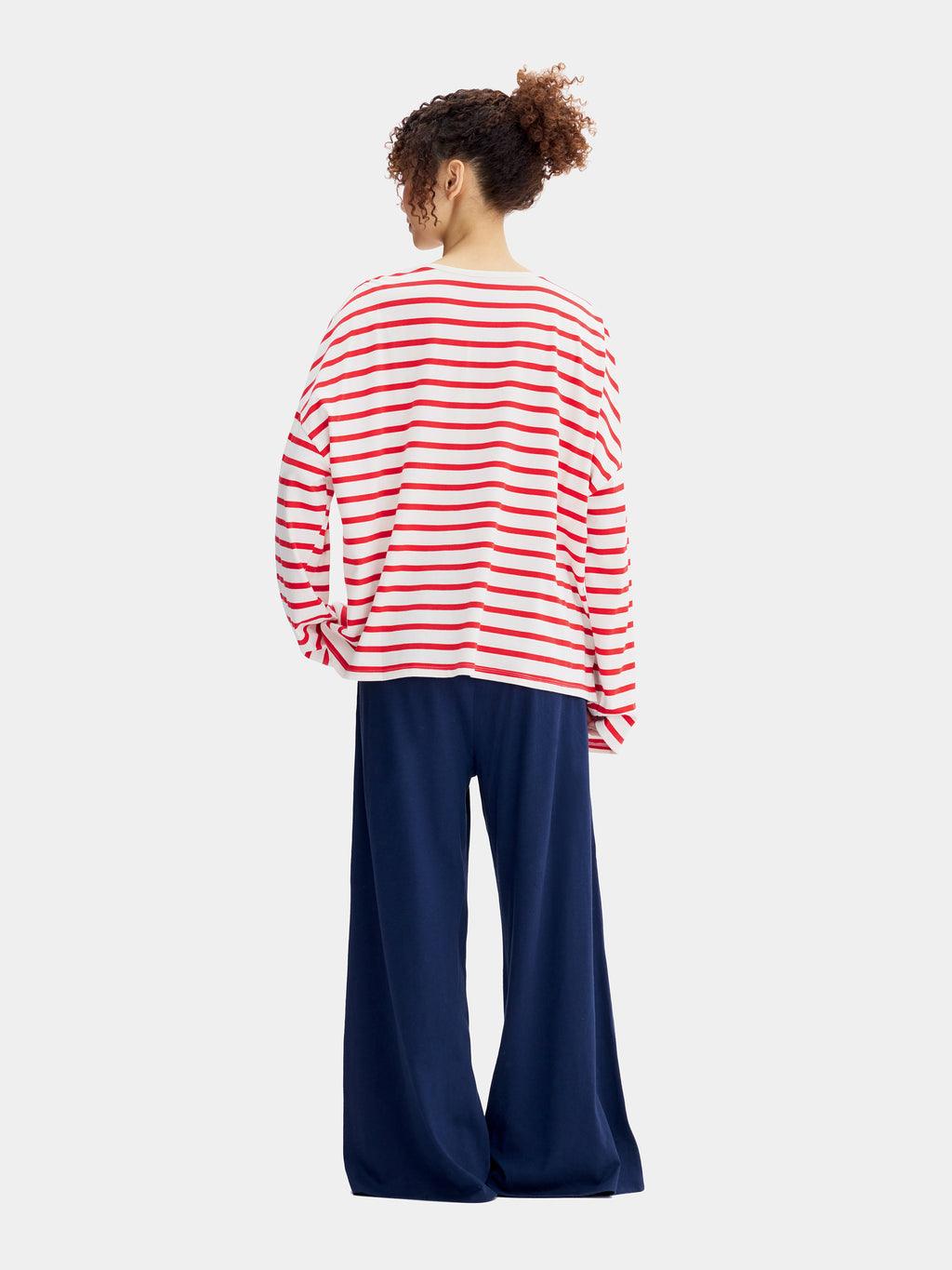 "Hello Kitty" Jersey Breton Stripe Loungewear Set Long Sleeve – Red & White