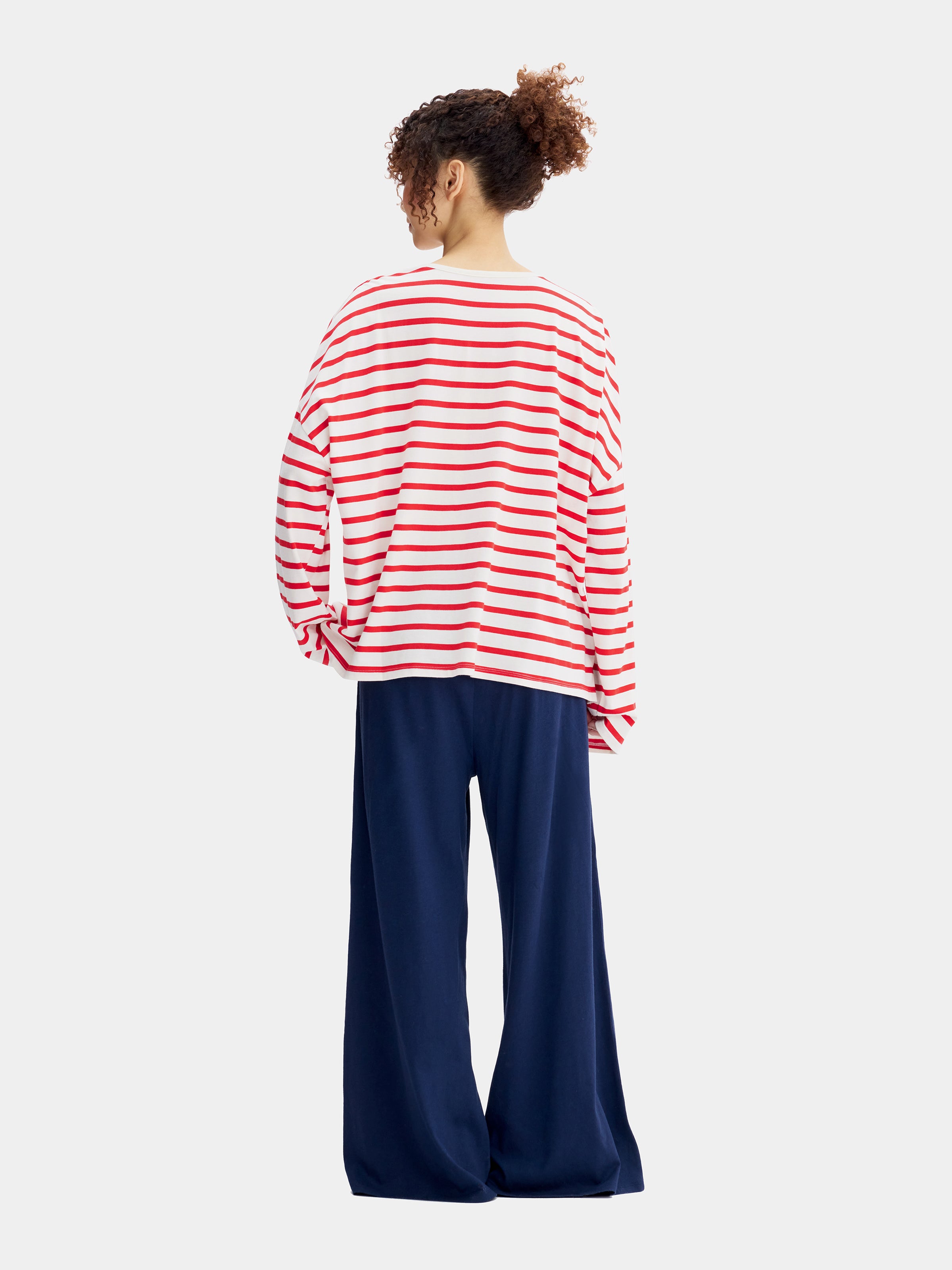 "Hello Kitty" Jersey Breton Stripe Loungewear Set Long Sleeve – Red & White