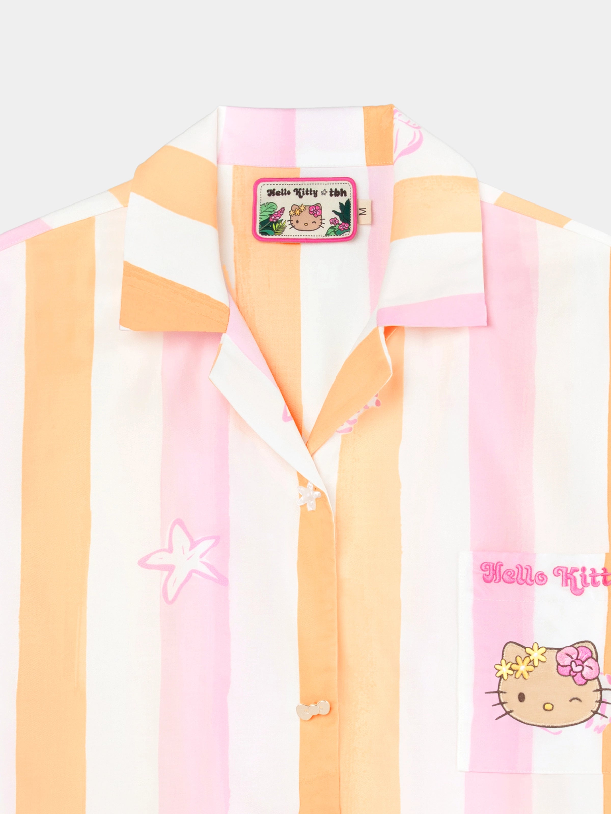 "Hello Kitty" Tencel Cotton Blend Loungewear Set Short Sleeve & Shorts – Coral Pink