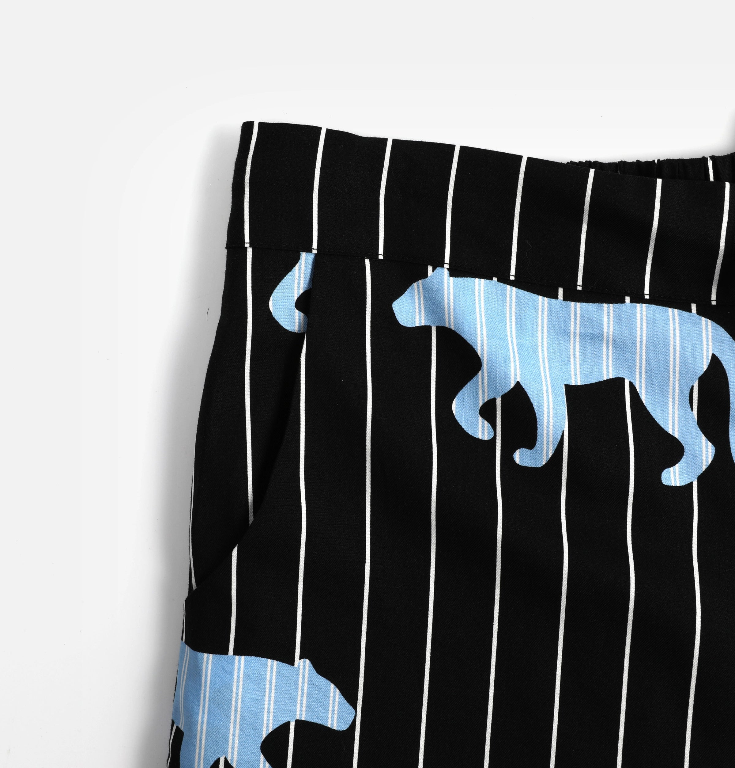 “Z” Tencel Cotton Blend Stripe Short Sleeve Loungewear Set Black Panther