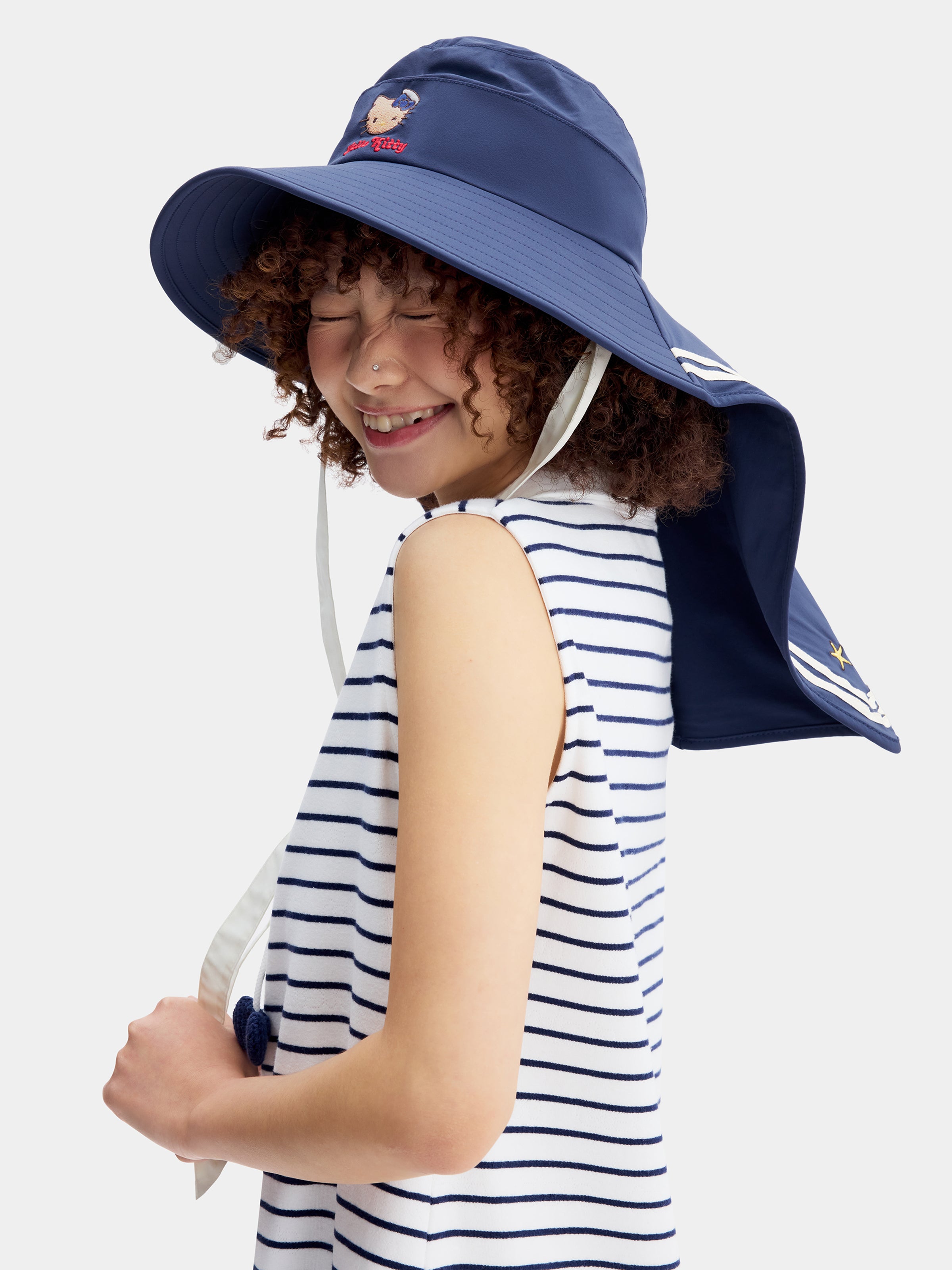"Hello Kitty" Nautical Sun Hat – Navy Blue