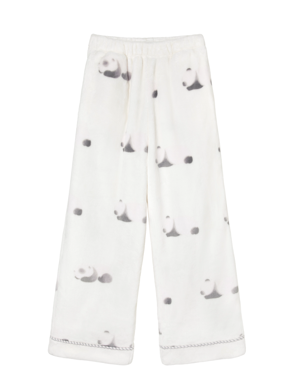 "Panda PomPom" Flannel Loungewear Set – Cream White