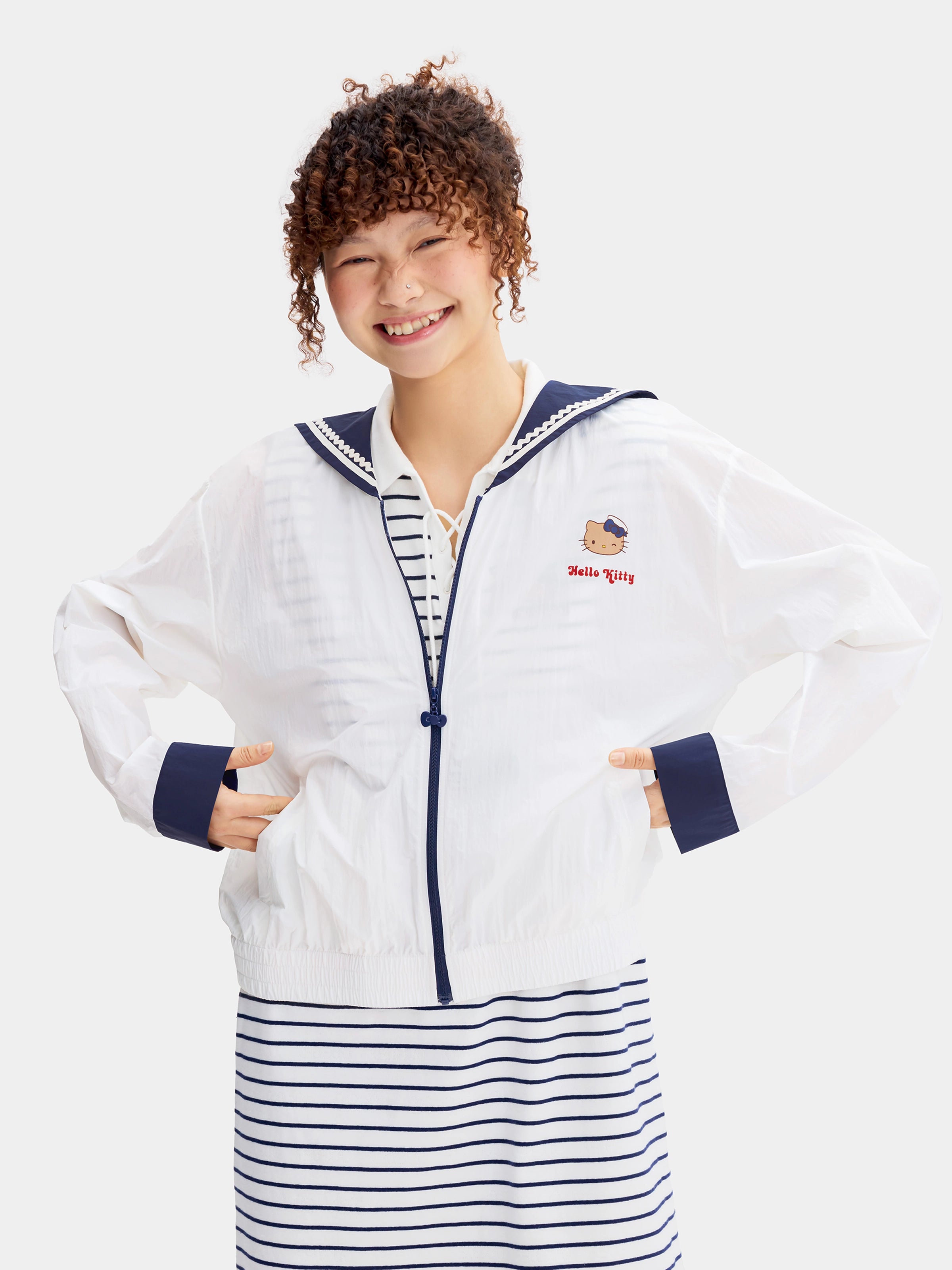 "Hello Kitty" Sailor Collar Outdoor Sun Protection Jacket