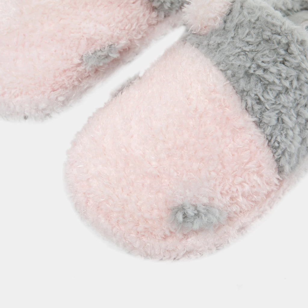 "Panda PomPom" Fluffy Slippers – Pink