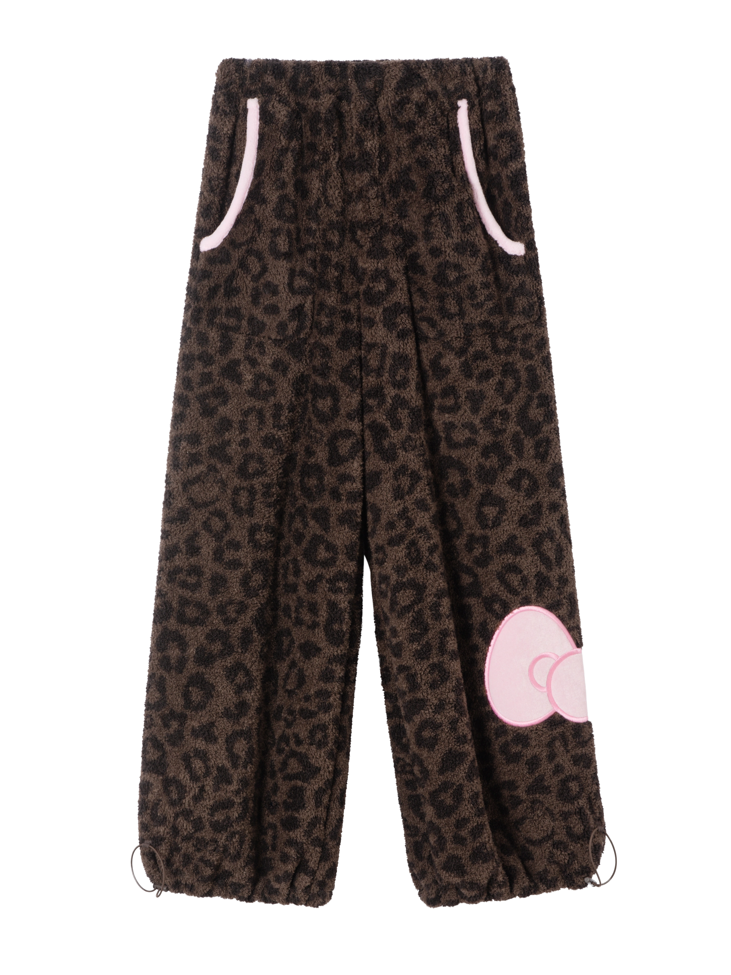"Hello Kitty" Polar Fleece Standing Collar Loungewear Set Choco