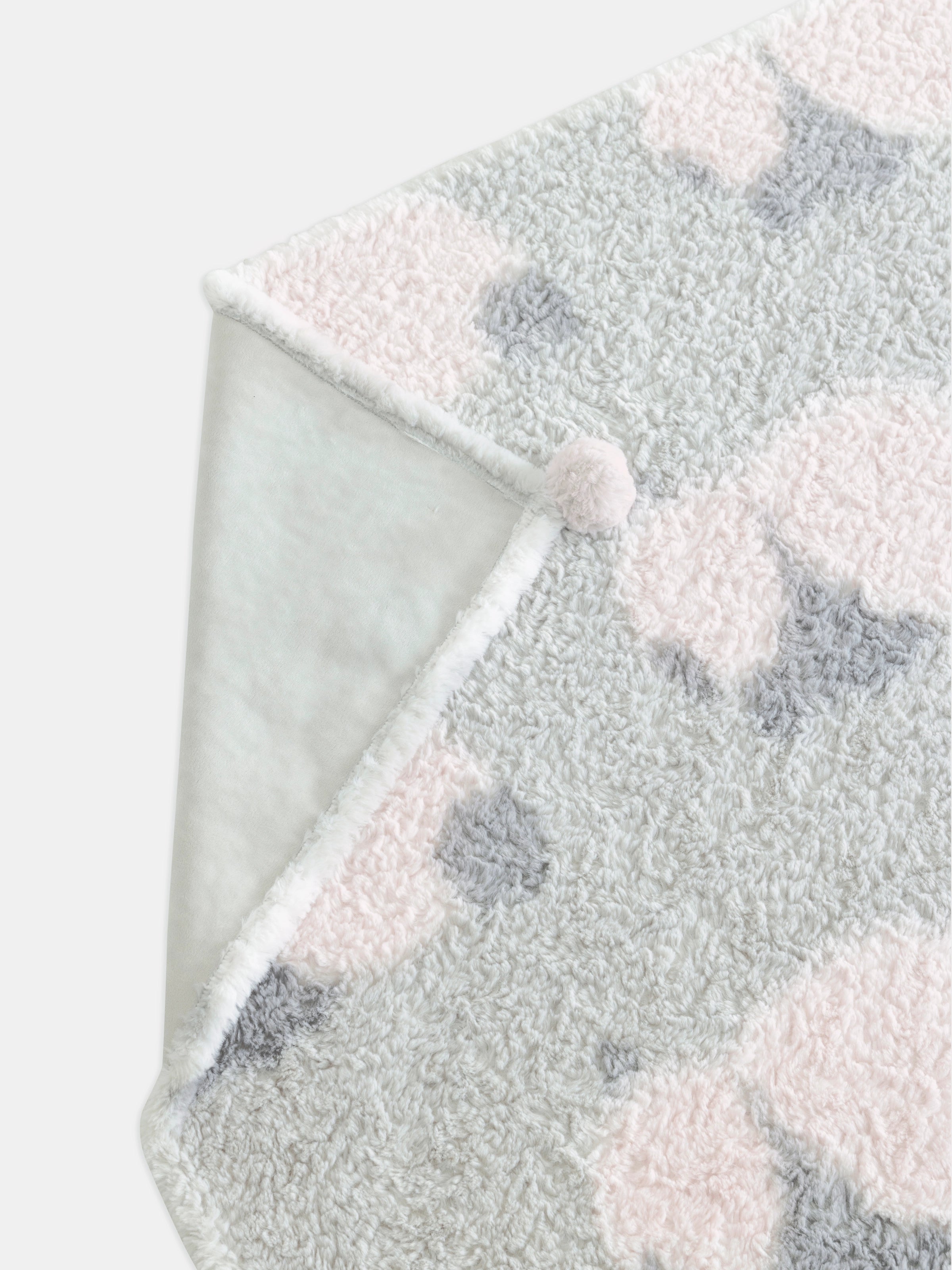 "Panda PomPom" Double-lay thickened faux rabbit fur Blanket SleepyPOM