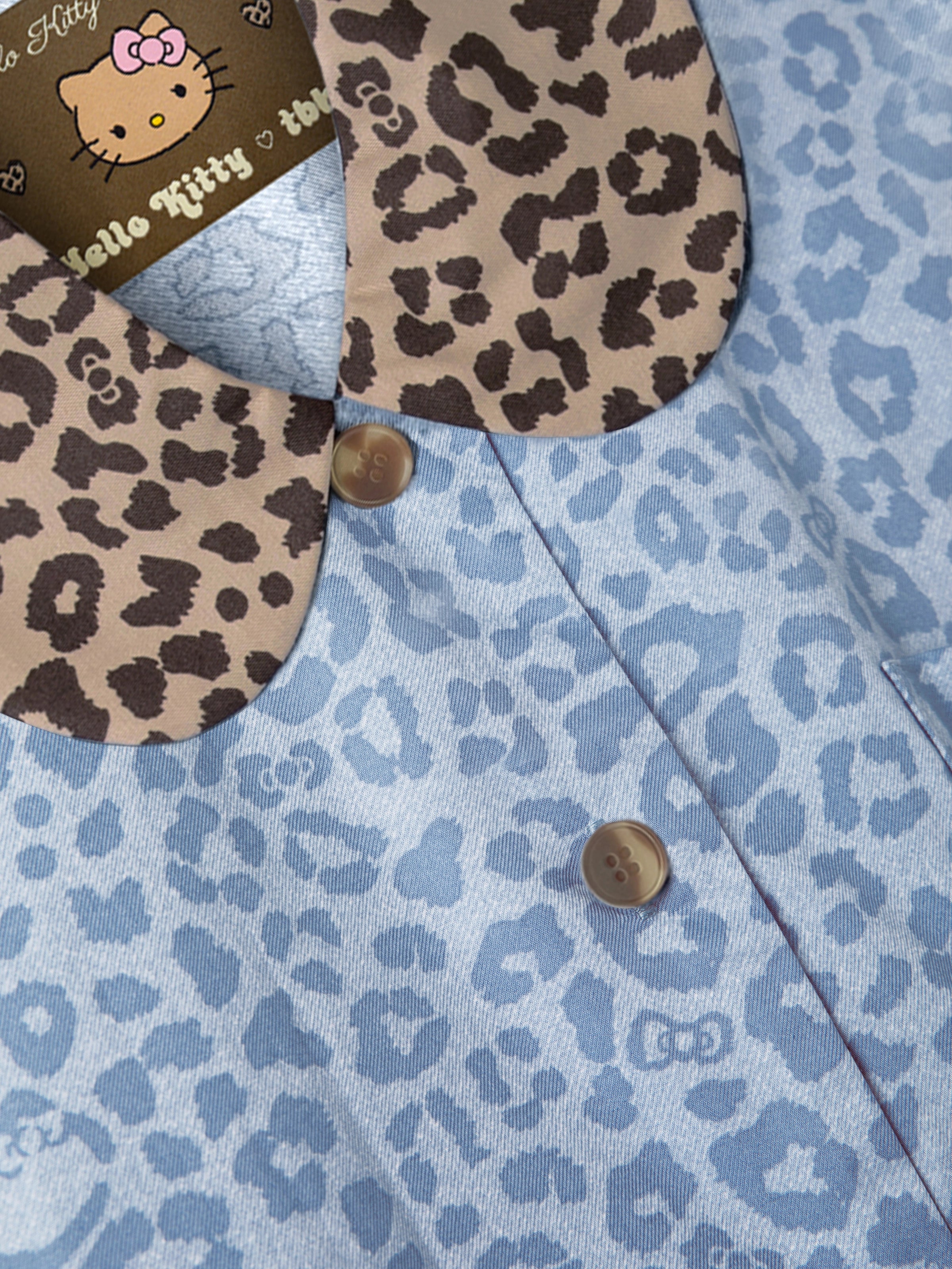 "Hello Kitty" Tencel Cotton Blend Loungewear Set – Denim Leopard