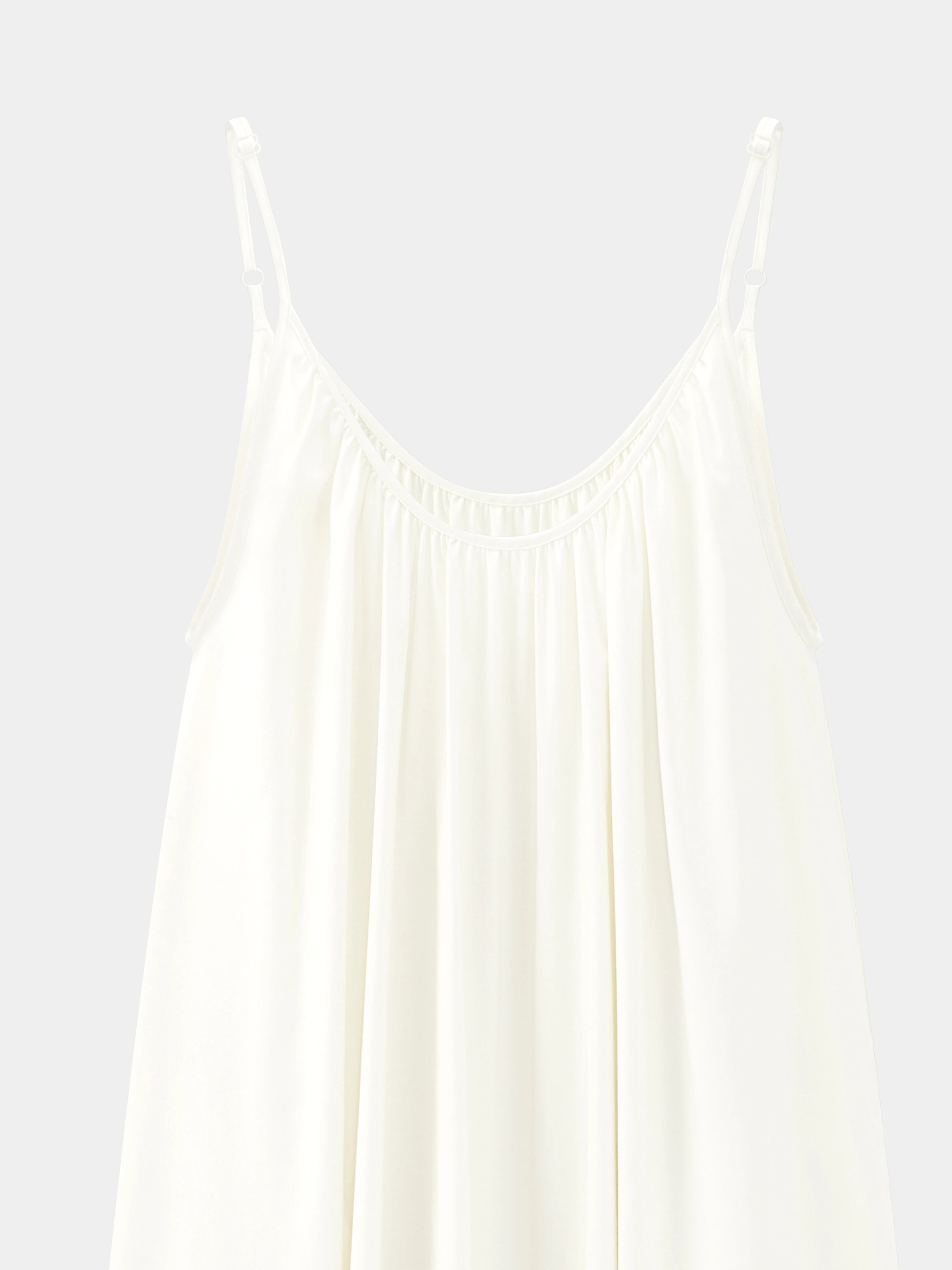 "Panda PomPom" Tencel Cotton Blend Slip Nightgown – Cream White