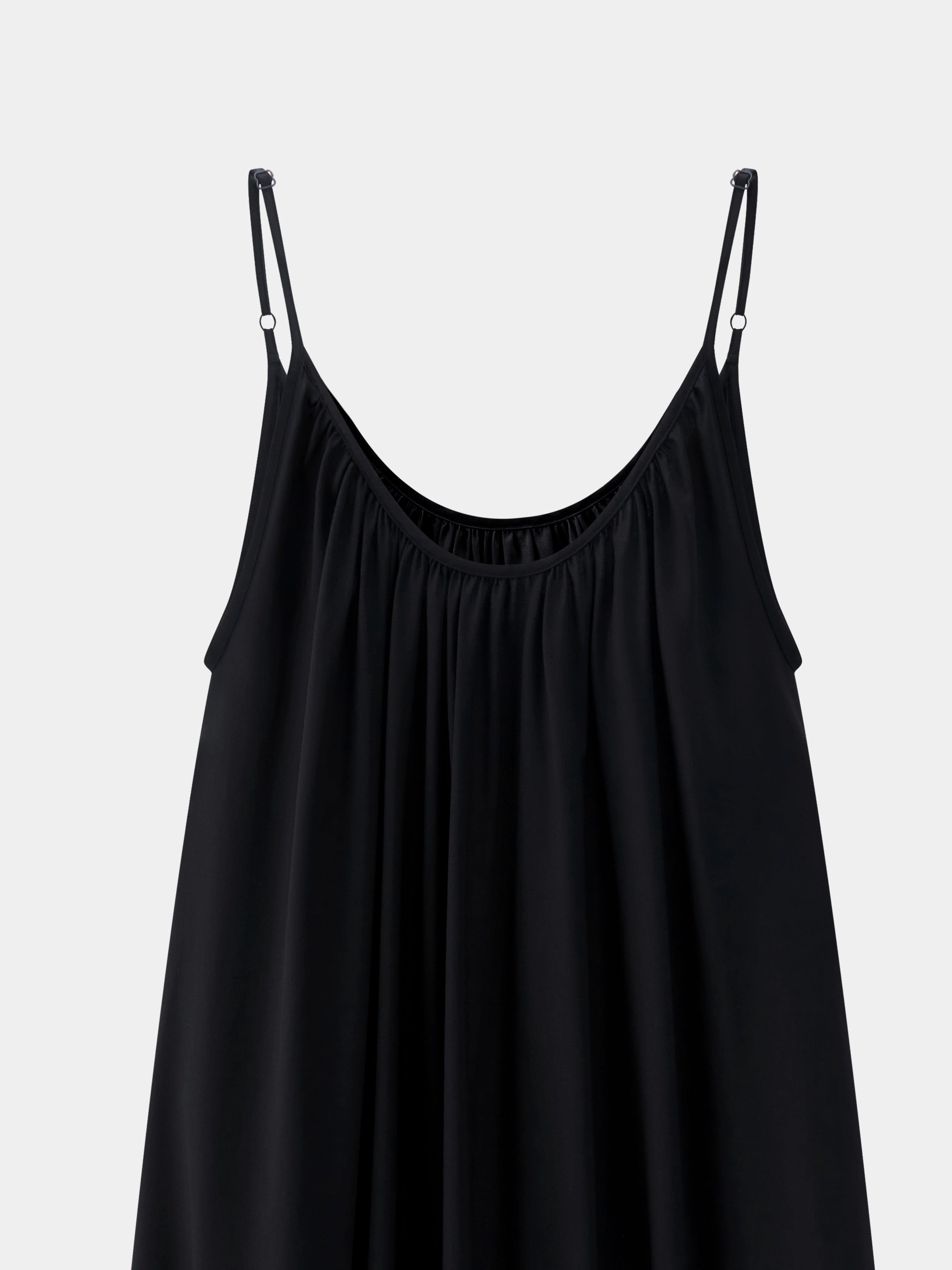 "Panda PomPom" Tencel Cotton Blend Slip Nightgown – Black