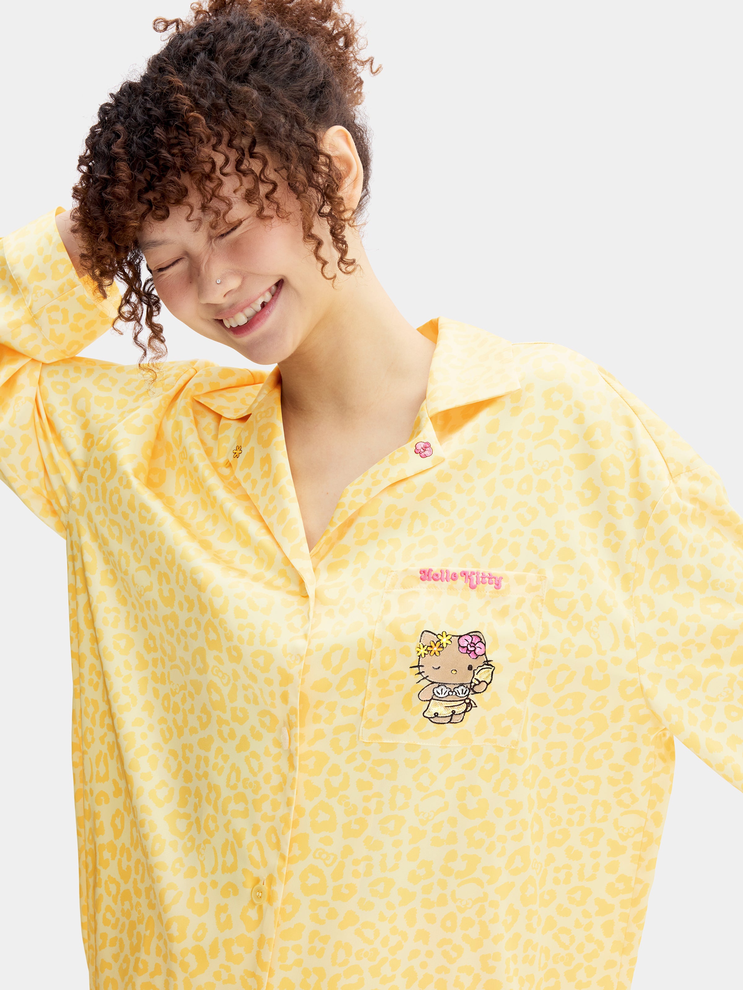 "Hello Kitty" Satin Loungewear Set Long Sleeve – Sunbeam Leopard