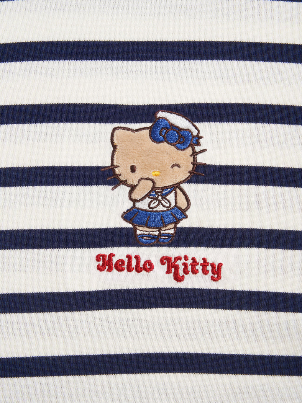 "Hello Kitty" Jersey Breton Stripe Loungewear Set Long Sleeve – Blue & White