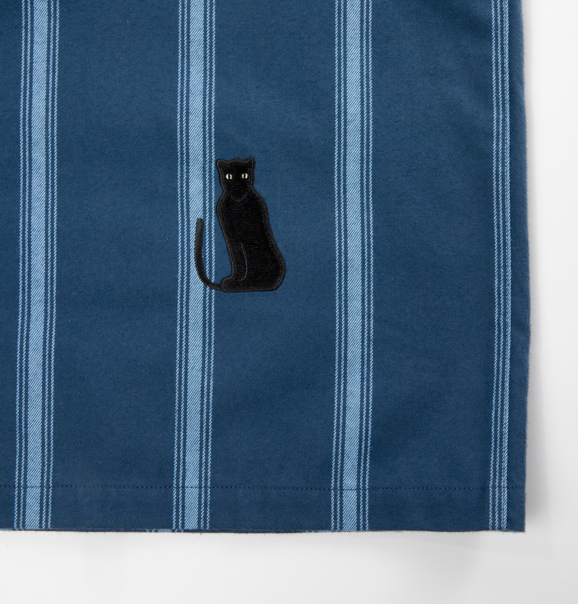 “Urban Jungle” Thickened Cotton Flannel Loungewear Set Dark Blue Stripes