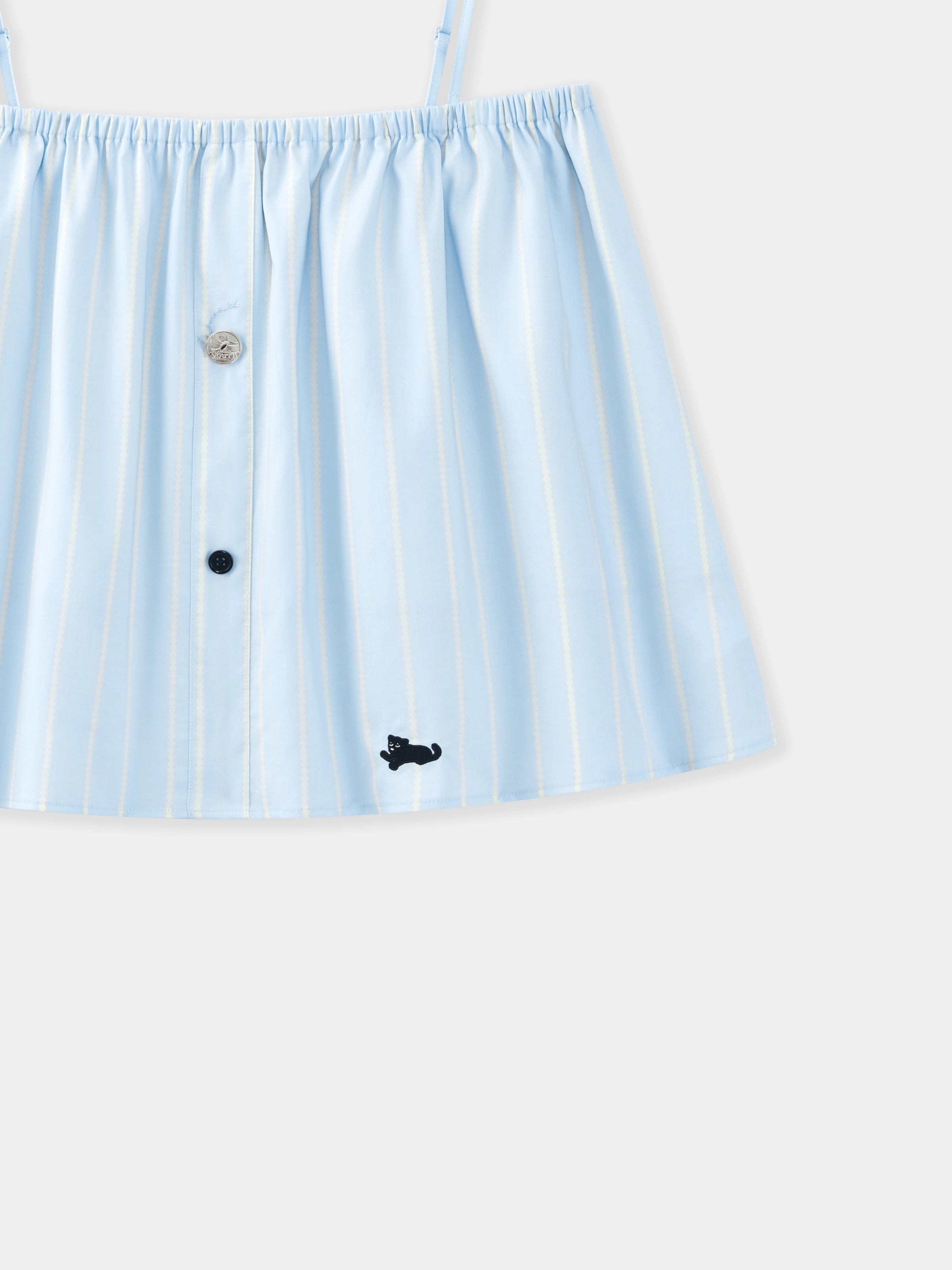 “Urban Jungle” Tencel Cotton Blend Spaghetti Strap Top and Shorts Pajama Set Water Blue