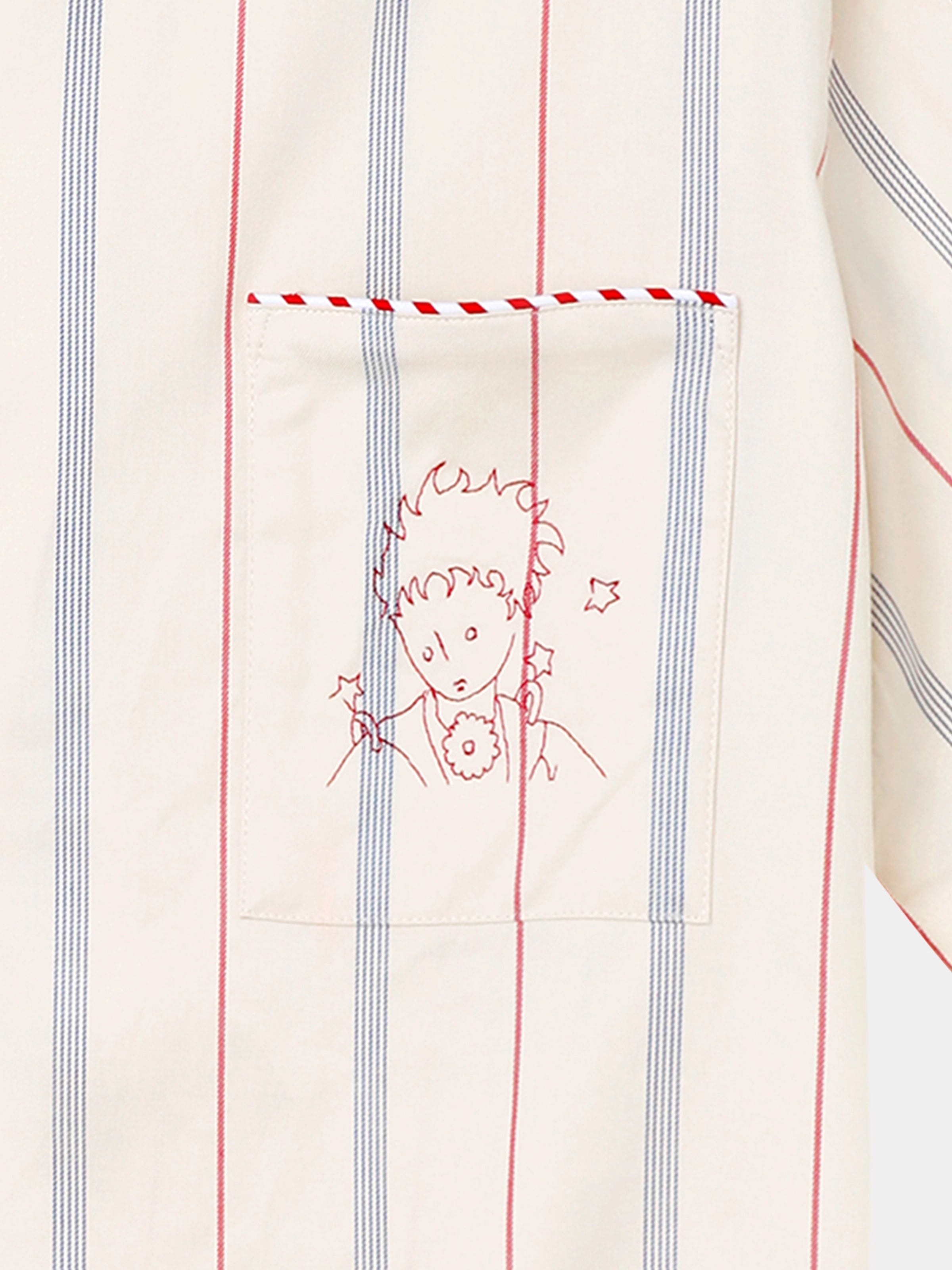 "Le Petit Prince" Tencel Cotton Blend Short Sleeve Loungewear Set Red and Blue Stripes