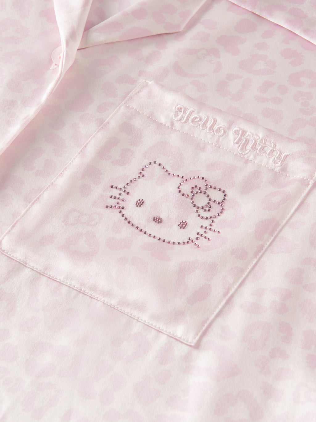 "Hello Kitty" Premium Heavy Mulberry Silk Loungewear Set – Pink Leopard