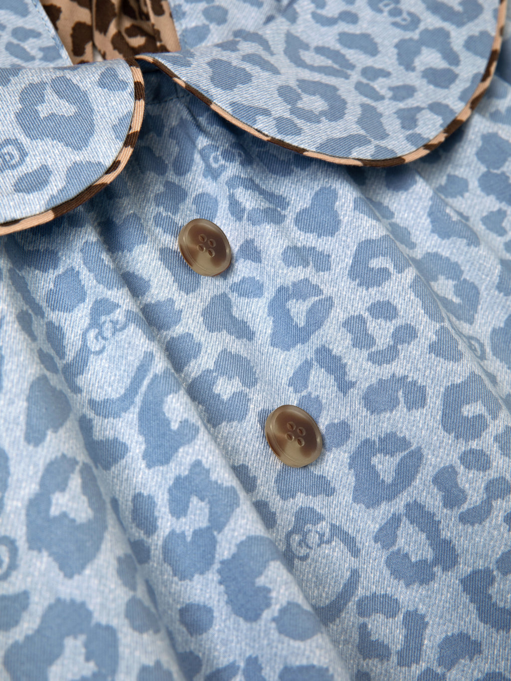 "Hello Kitty" Tencel Cotton Blend Short Sleeve Skirt – Denim Leopard